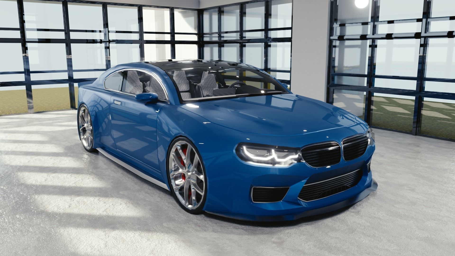 BLENDER EEVEE Brandless Small 2 door sedan Low-poly 3D model_2