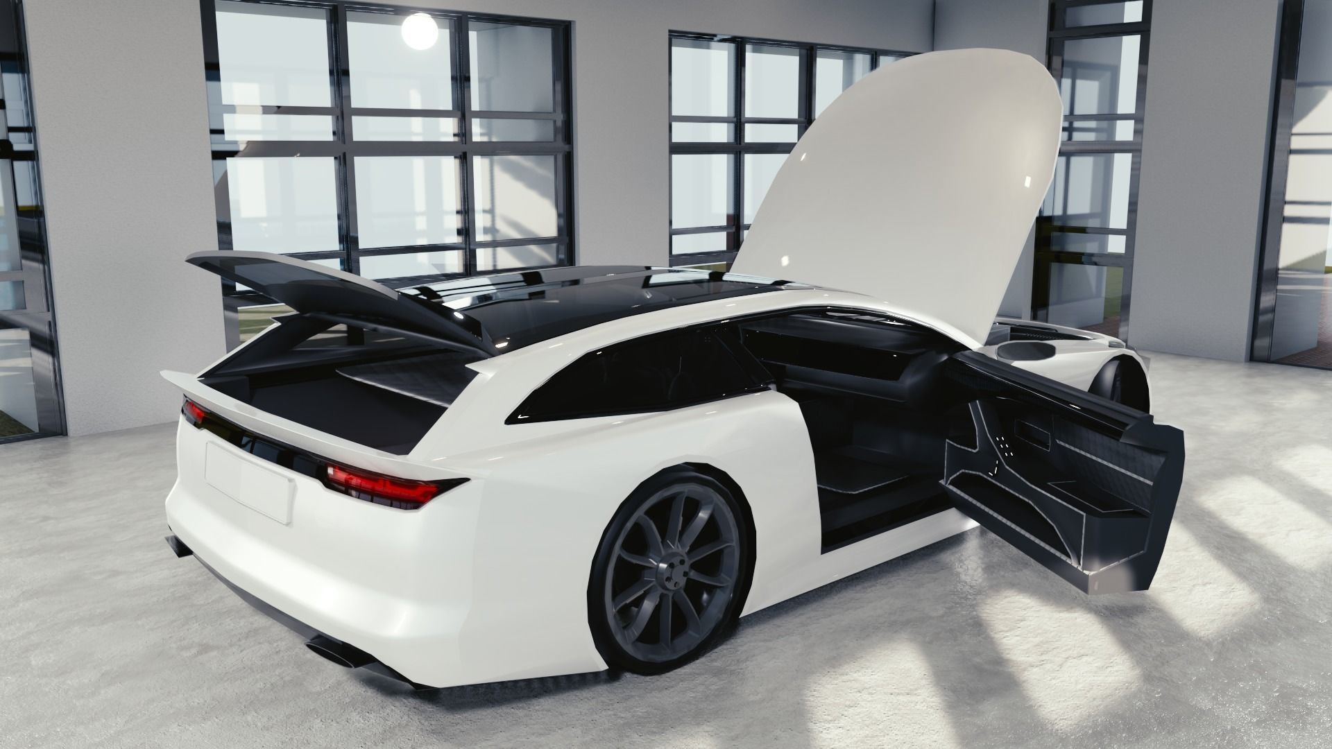 BLENDER EEVEE Brandless Sports GT shooting brake Low-poly 3D model_9