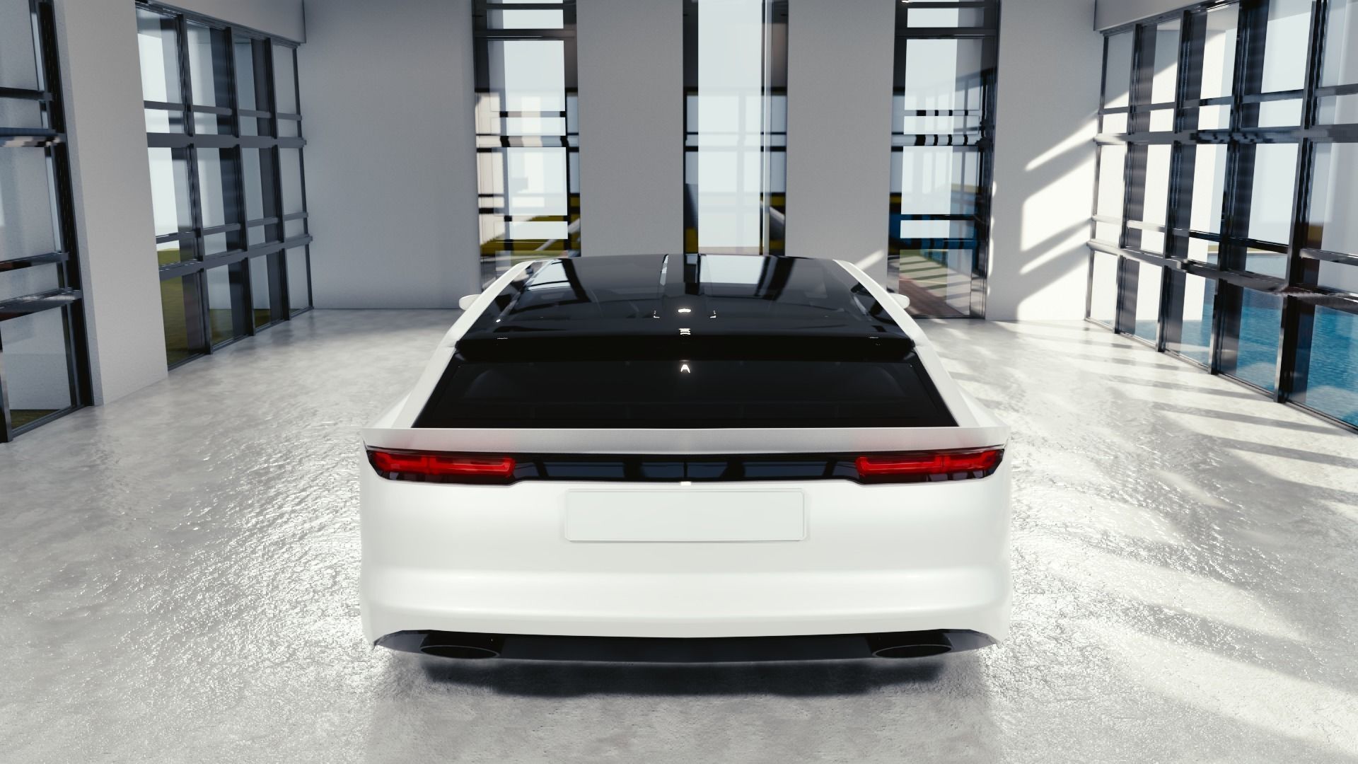 BLENDER EEVEE Brandless Sports GT shooting brake Low-poly 3D model_5