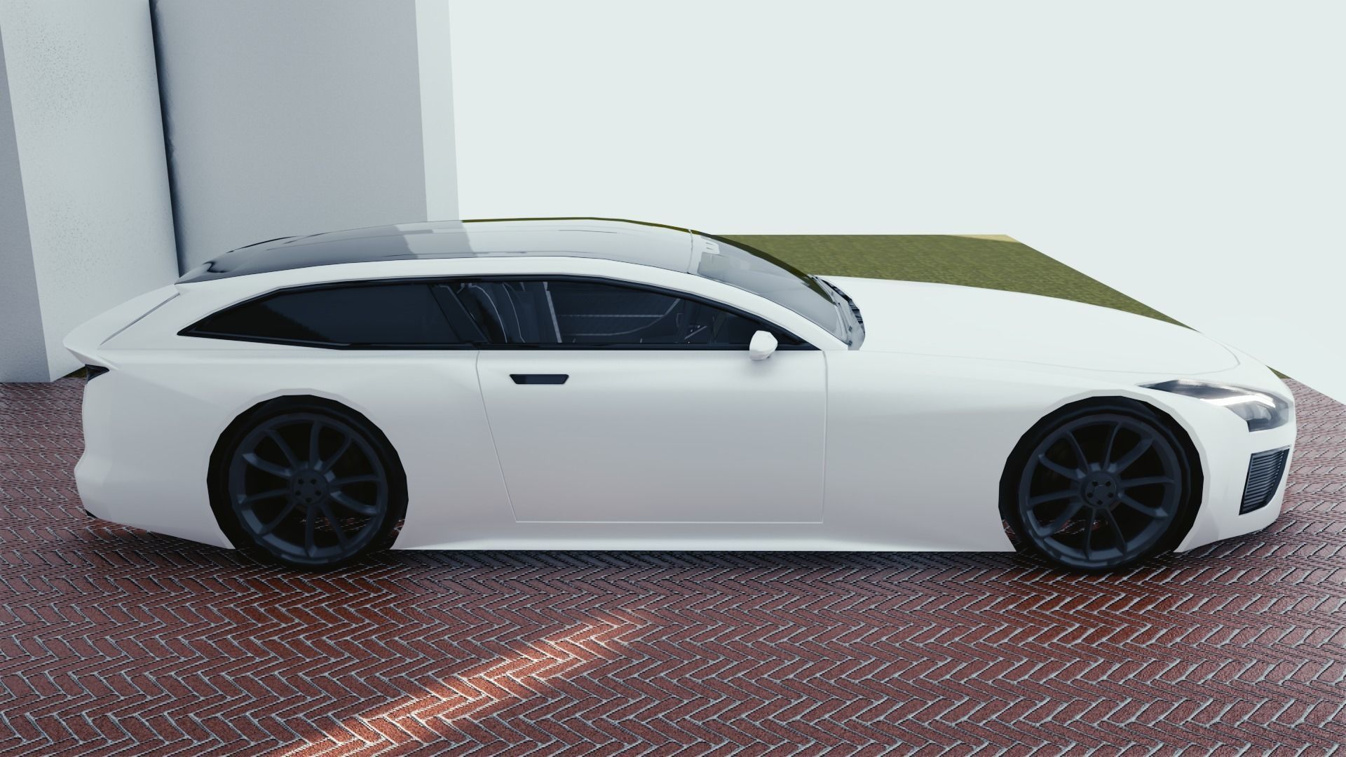 BLENDER EEVEE Brandless Sports GT shooting brake Low-poly 3D model_1