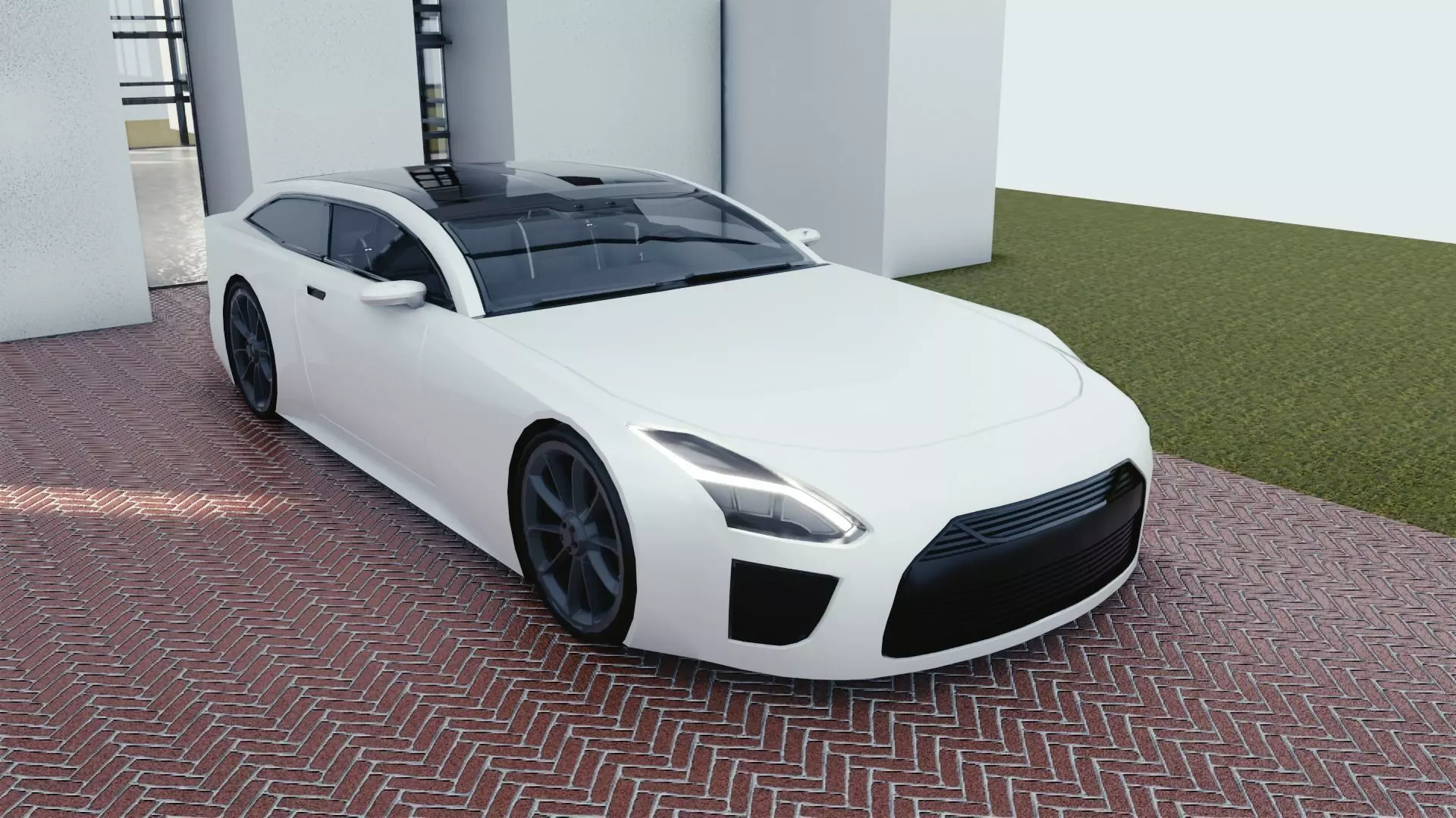 BLENDER EEVEE Brandless Sports GT shooting brake Low-poly 3D model_0