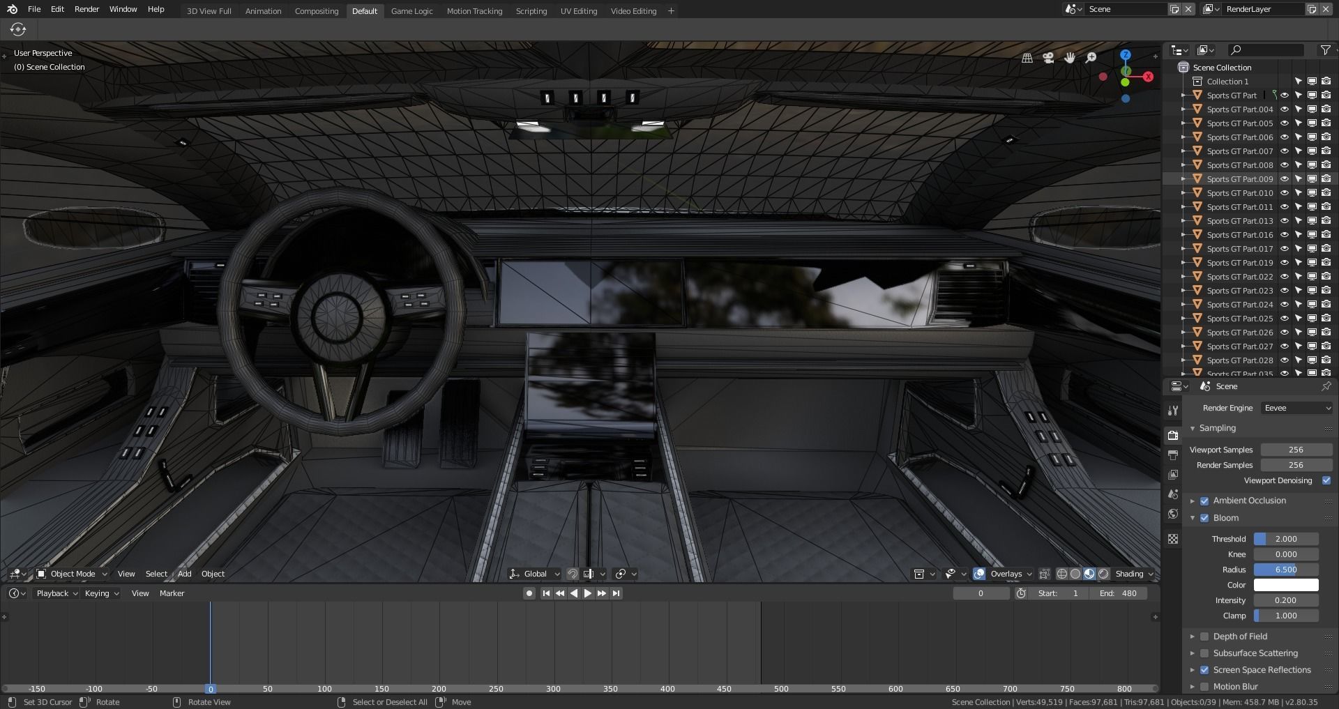 BLENDER EEVEE Brandless Sports GT shooting brake Low-poly 3D model_12