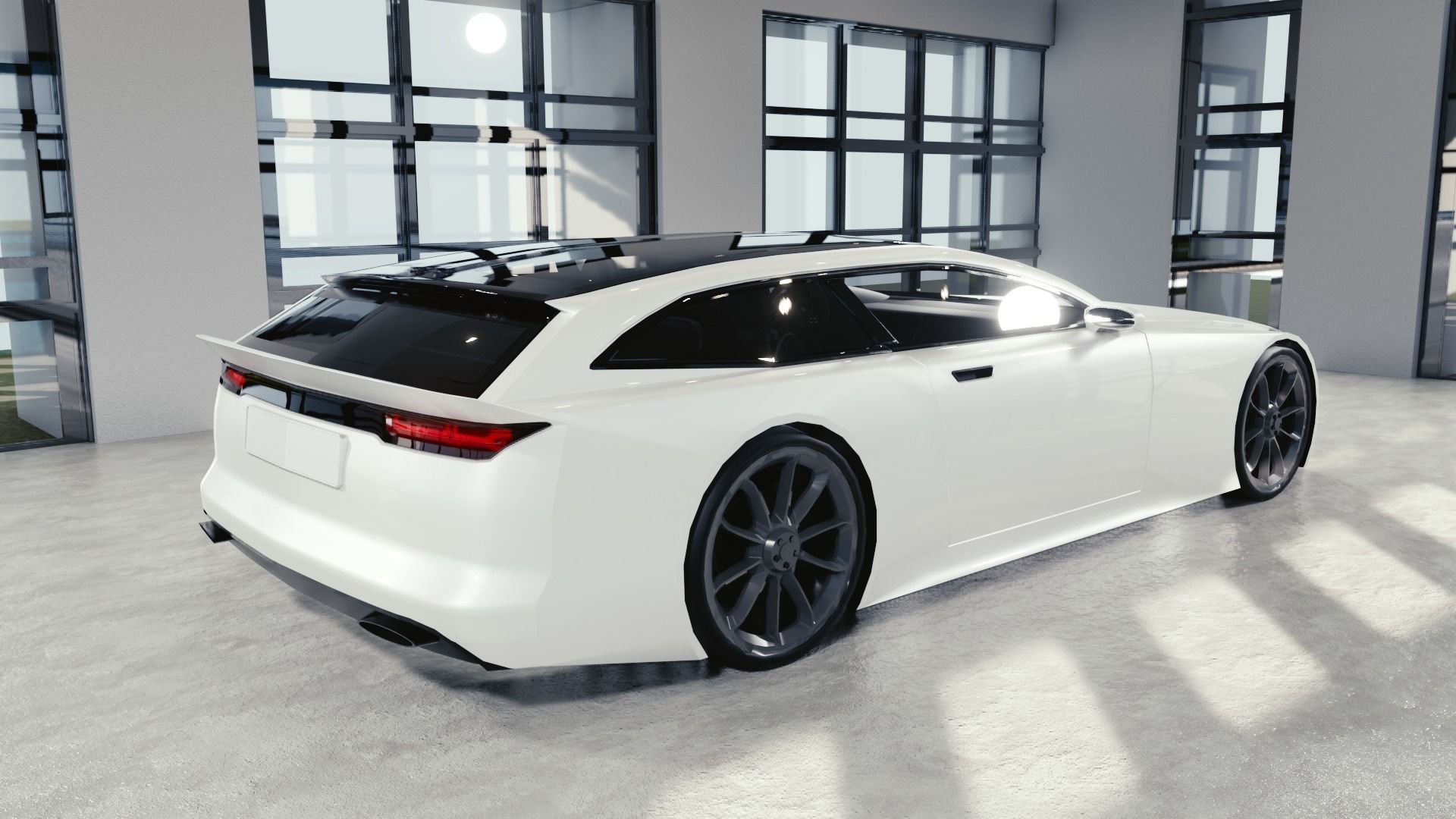 BLENDER EEVEE Brandless Sports GT shooting brake Low-poly 3D model_3