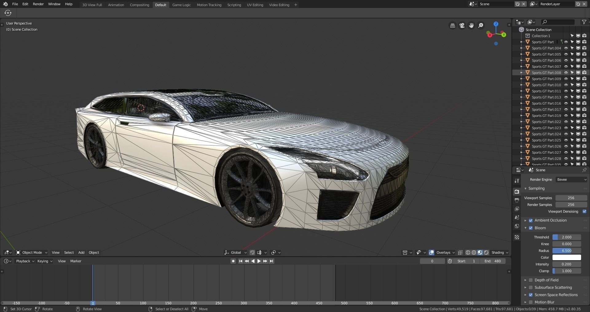 BLENDER EEVEE Brandless Sports GT shooting brake Low-poly 3D model_10