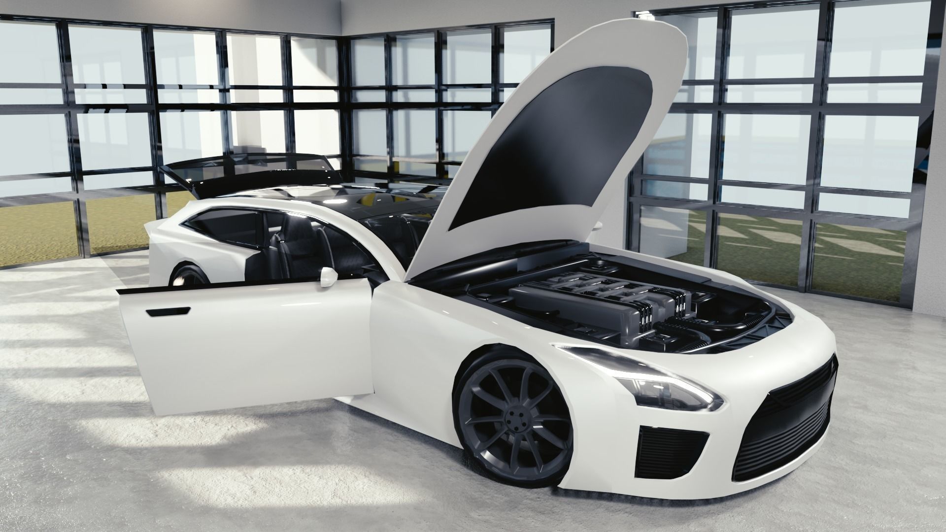 BLENDER EEVEE Brandless Sports GT shooting brake Low-poly 3D model_8