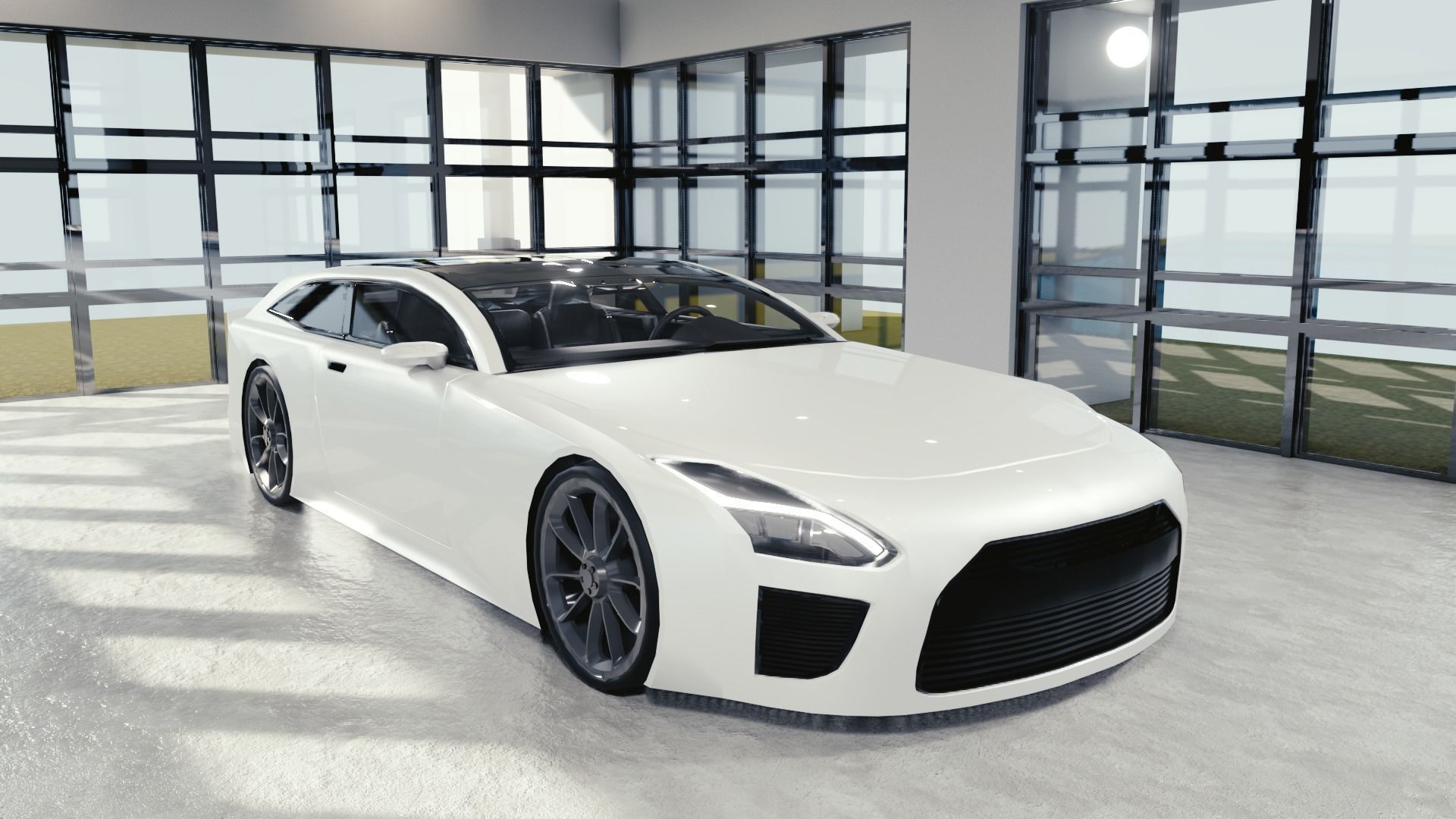 BLENDER EEVEE Brandless Sports GT shooting brake Low-poly 3D model_2