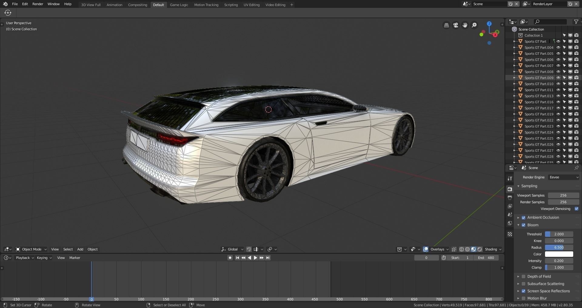 BLENDER EEVEE Brandless Sports GT shooting brake Low-poly 3D model_11