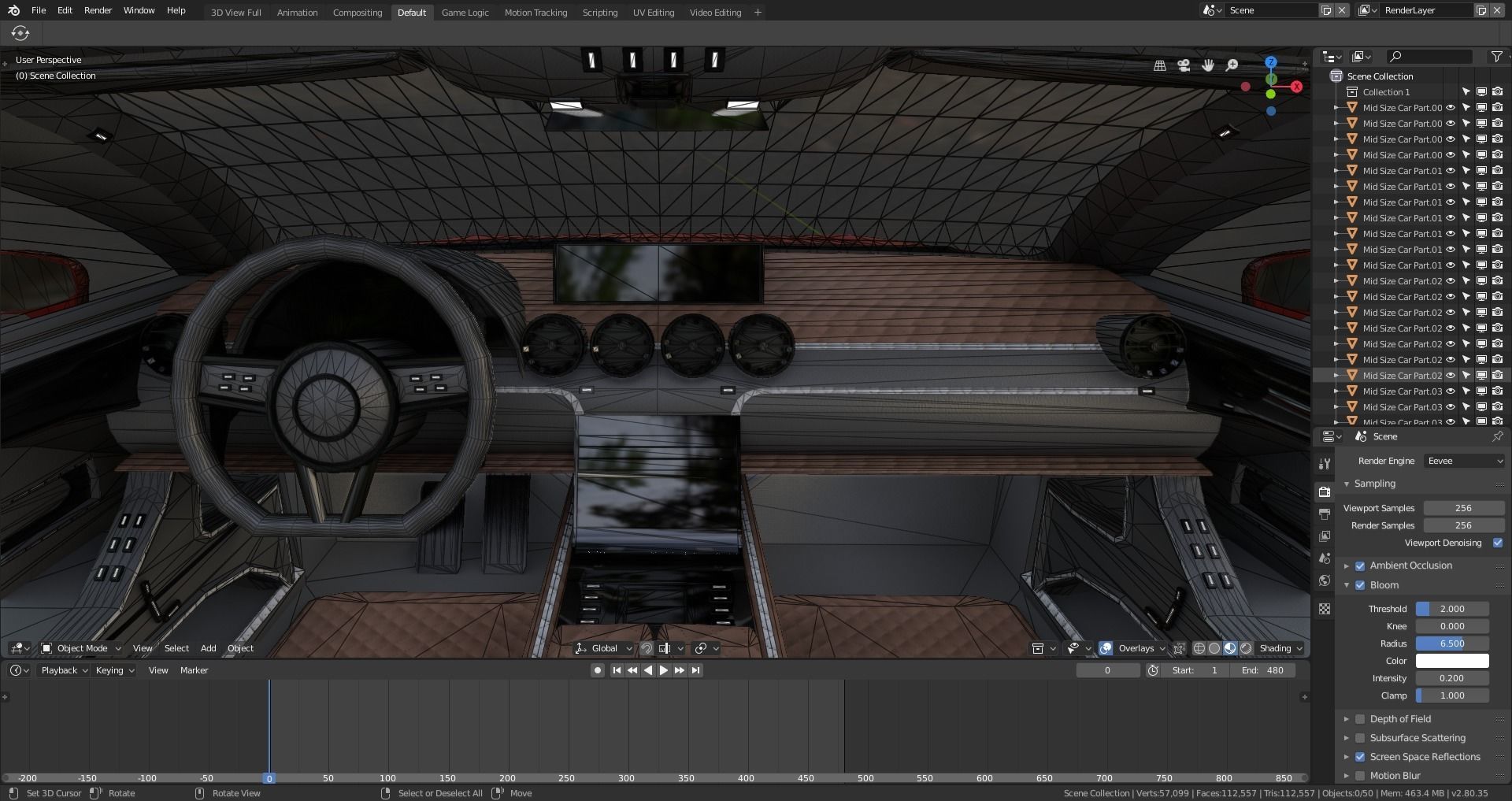 BLENDER EEVEE Brandless Mid Size 4 door sedan Low-poly 3D model_14