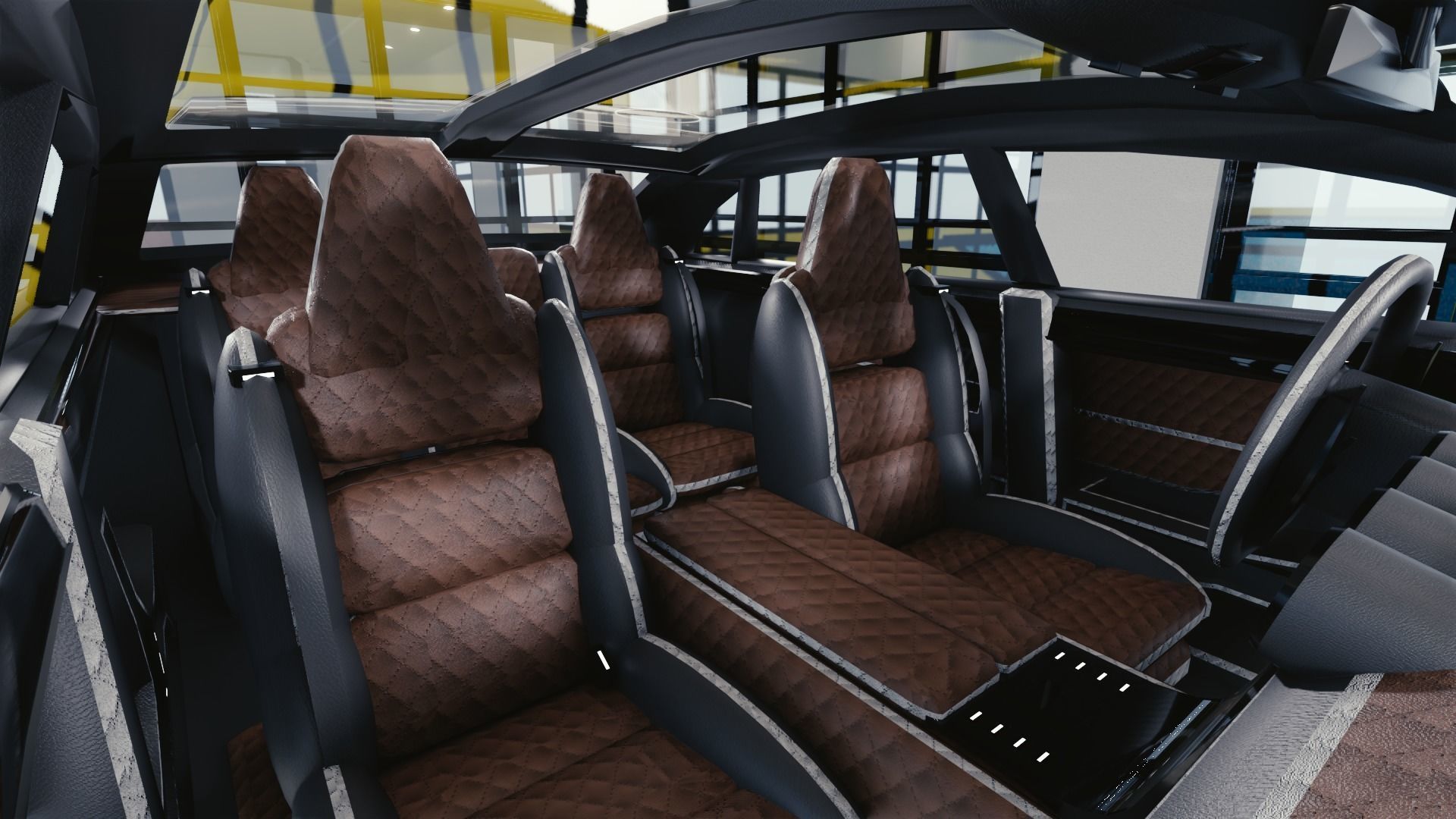 BLENDER EEVEE Brandless Mid Size 4 door sedan Low-poly 3D model_7