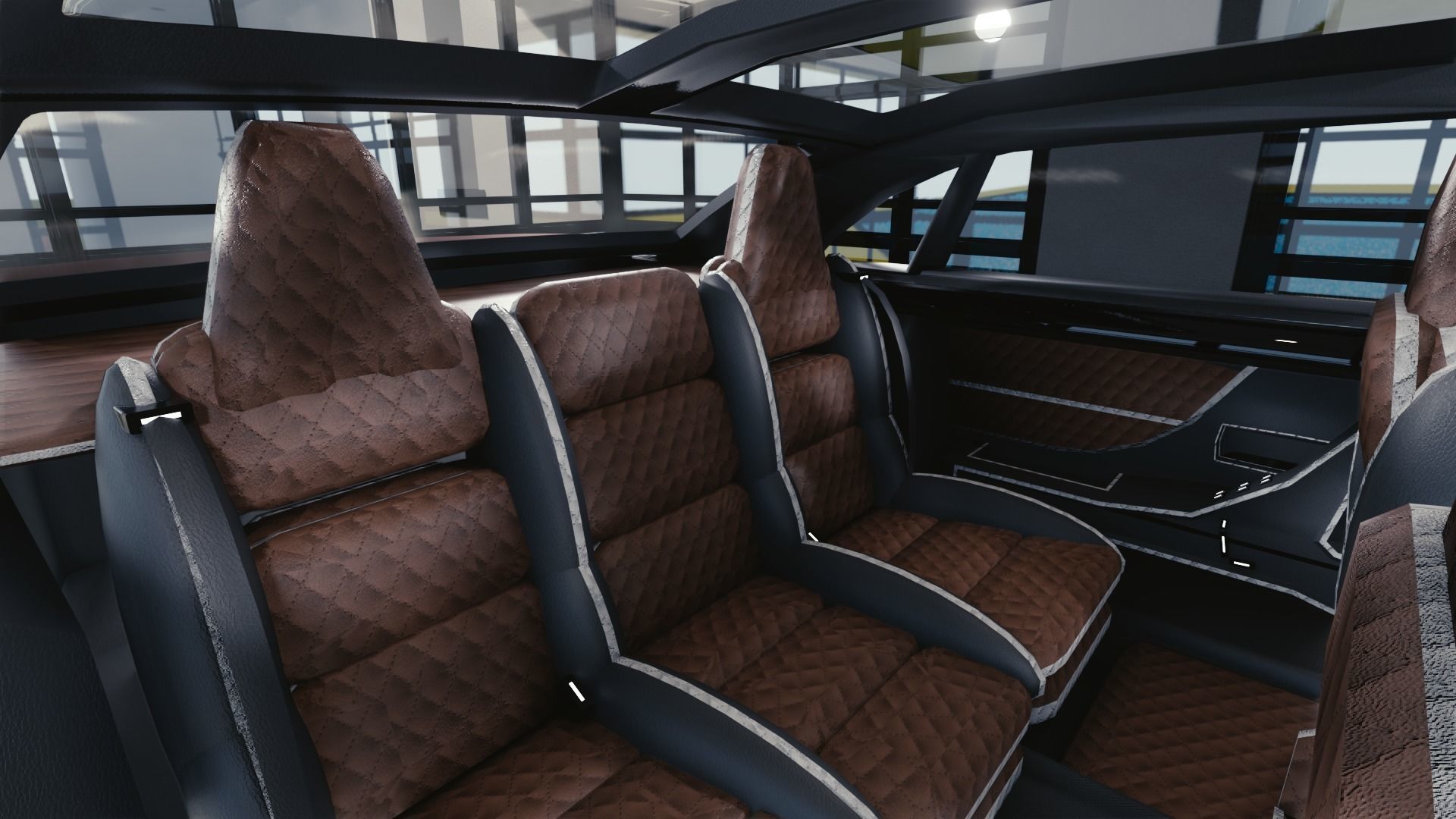 BLENDER EEVEE Brandless Mid Size 4 door sedan Low-poly 3D model_8