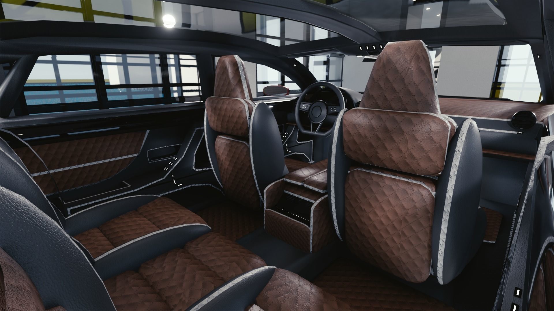 BLENDER EEVEE Brandless Mid Size 4 door sedan Low-poly 3D model_10