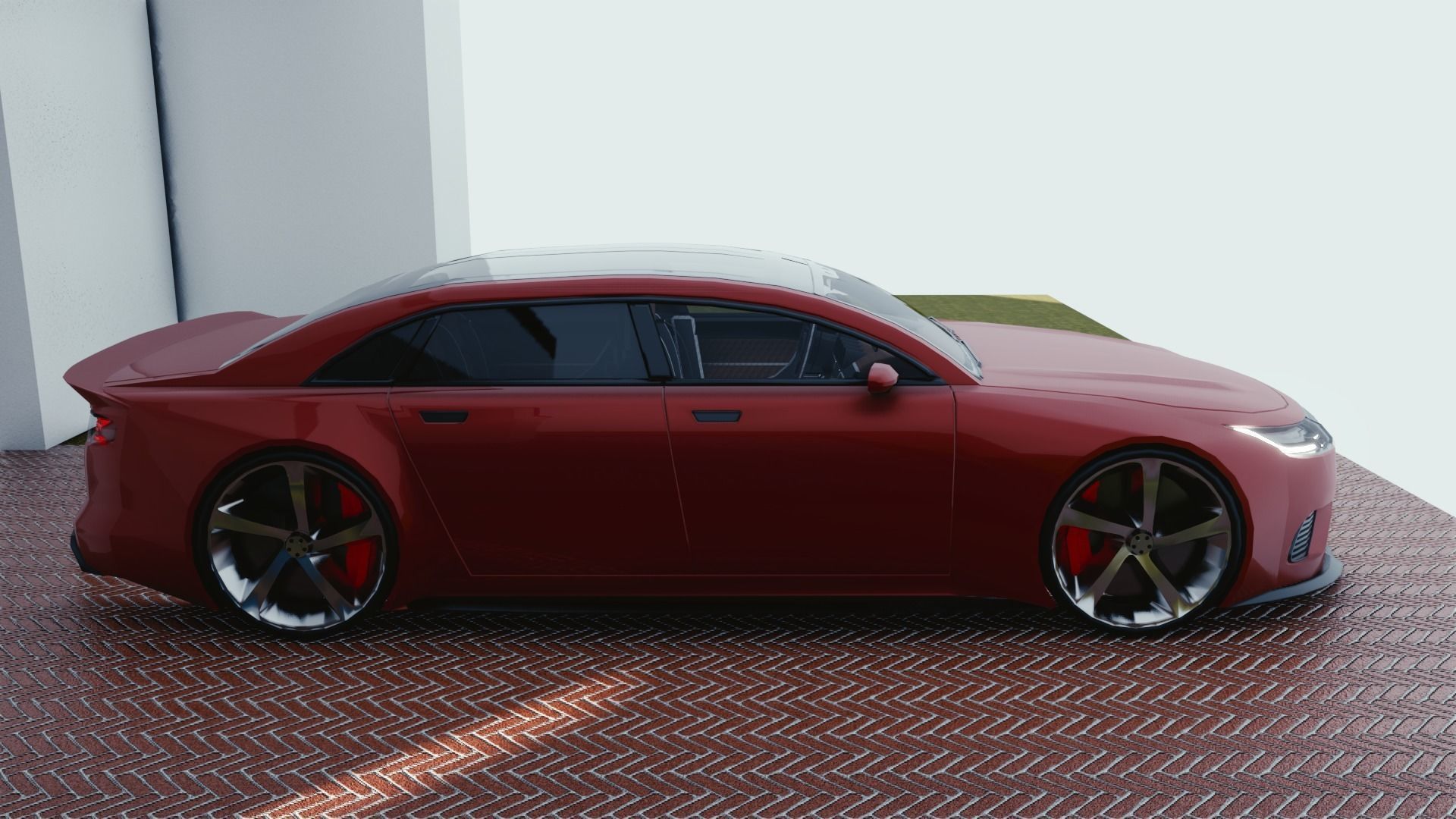 BLENDER EEVEE Brandless Mid Size 4 door sedan Low-poly 3D model_1