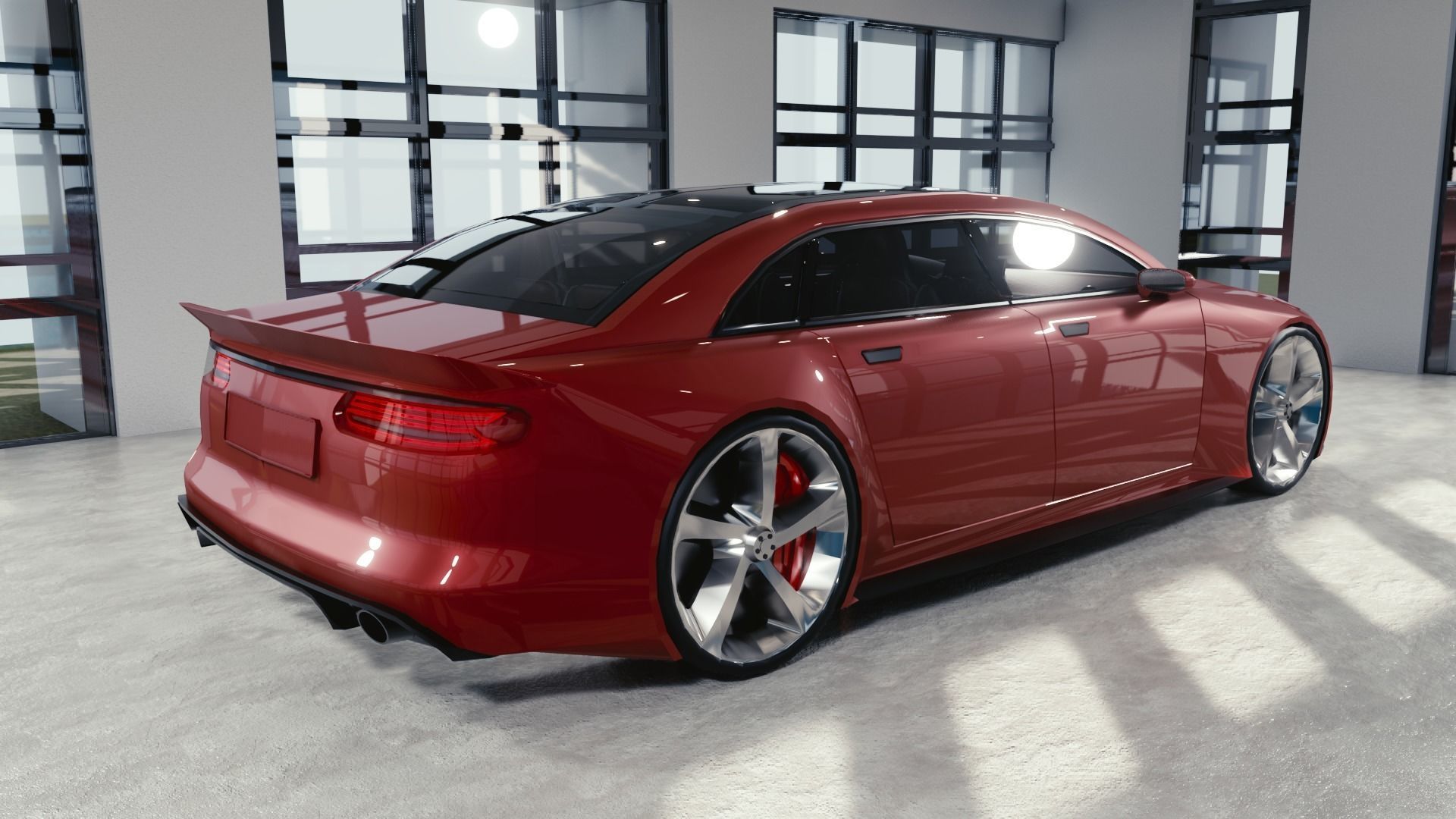 BLENDER EEVEE Brandless Mid Size 4 door sedan Low-poly 3D model_3