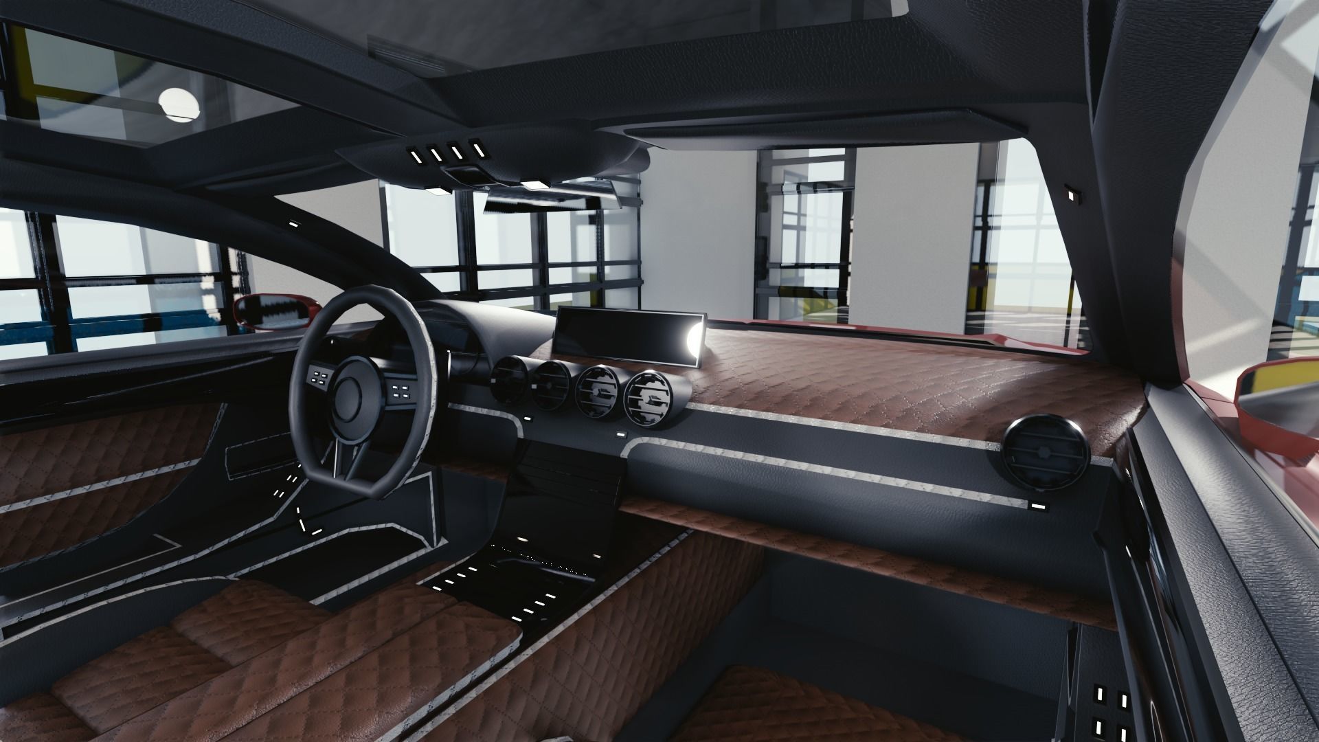 BLENDER EEVEE Brandless Mid Size 4 door sedan Low-poly 3D model_6