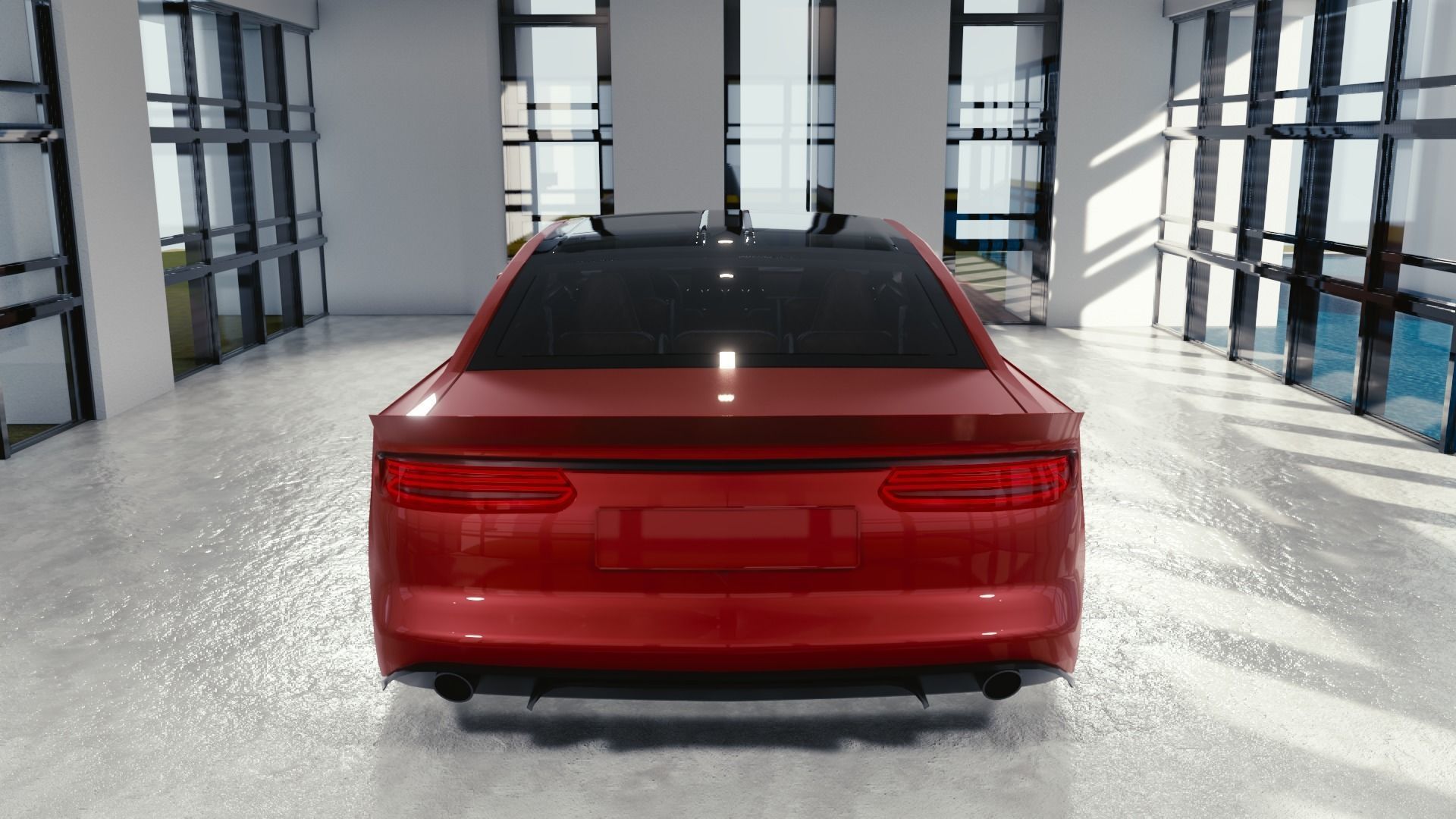 BLENDER EEVEE Brandless Mid Size 4 door sedan Low-poly 3D model_5