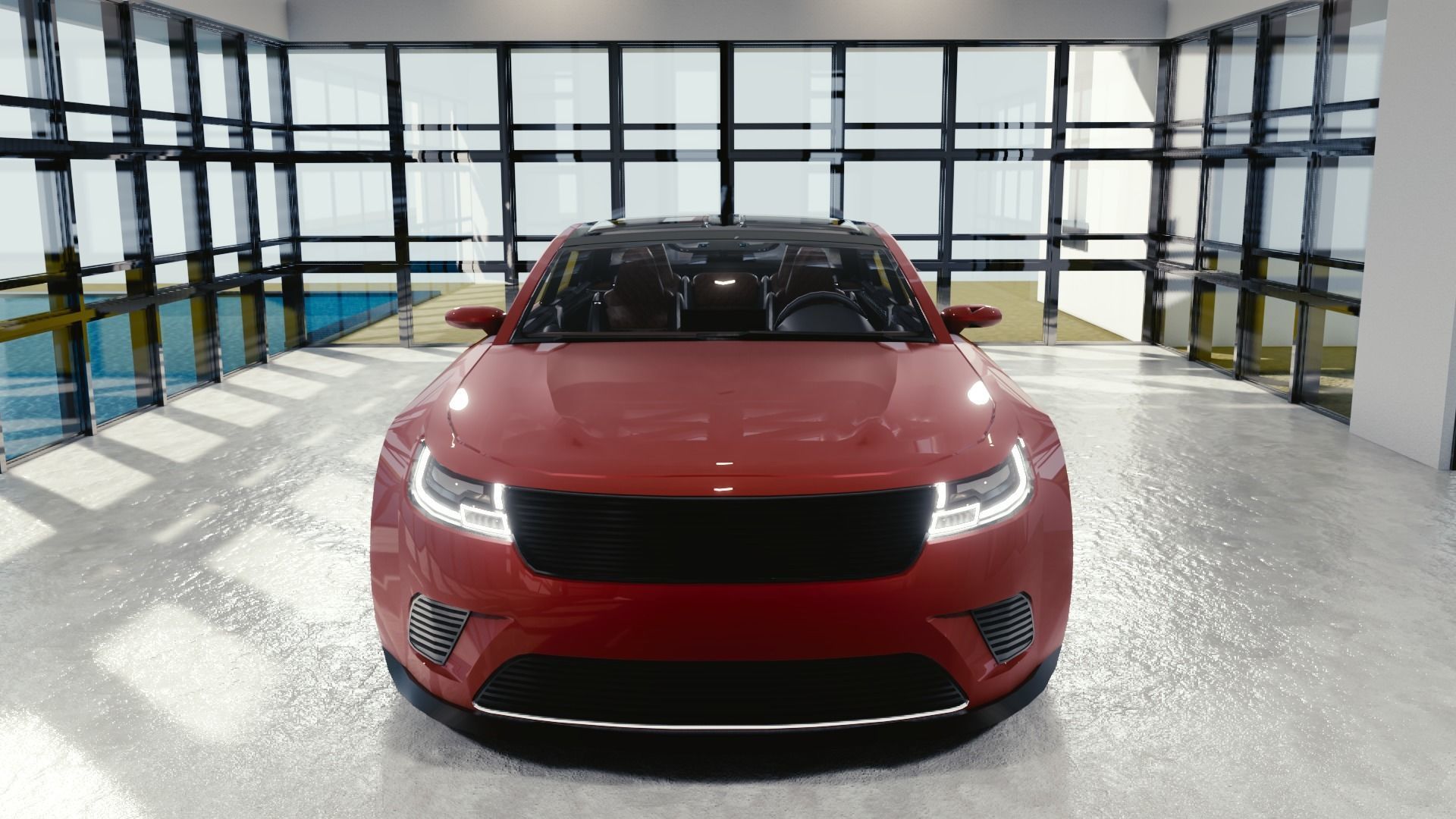 BLENDER EEVEE Brandless Mid Size 4 door sedan Low-poly 3D model_4