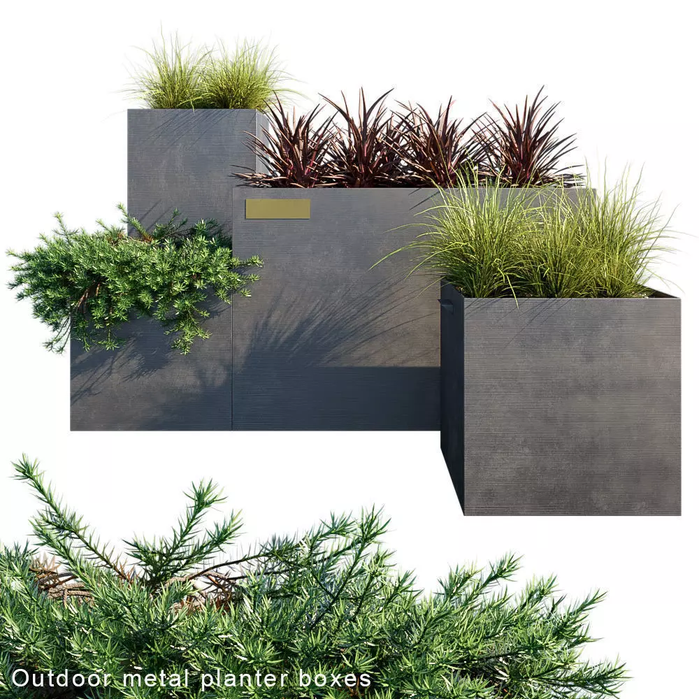 Outdoor metal planter boxes 3D model