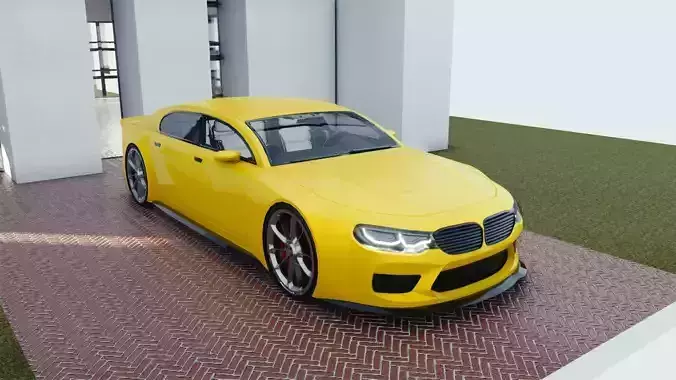 BLENDER EEVEE Brandless Extended Wheelbase 4 door sedan Low-poly 3D model