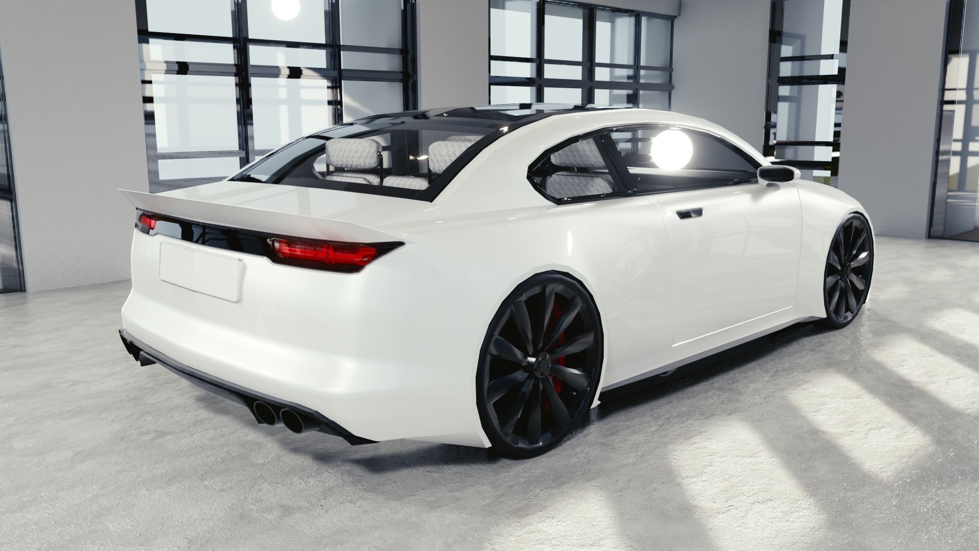 BLENDER EEVEE Brandless Small 2 door sedan Low-poly 3D model_3