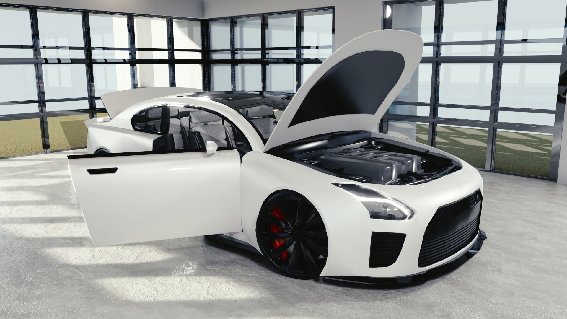 BLENDER EEVEE Brandless Small 2 door sedan Low-poly 3D model_10