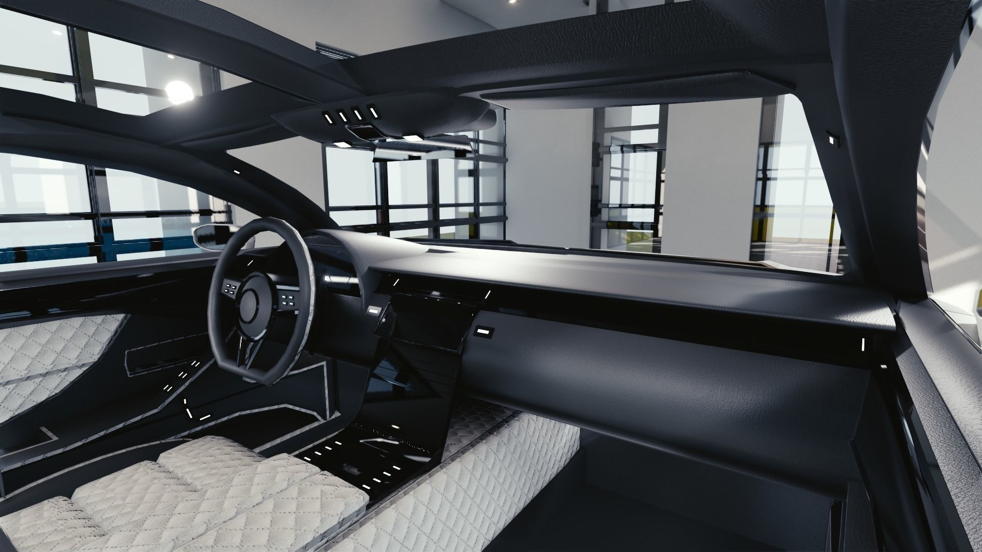 BLENDER EEVEE Brandless Small 2 door sedan Low-poly 3D model_6