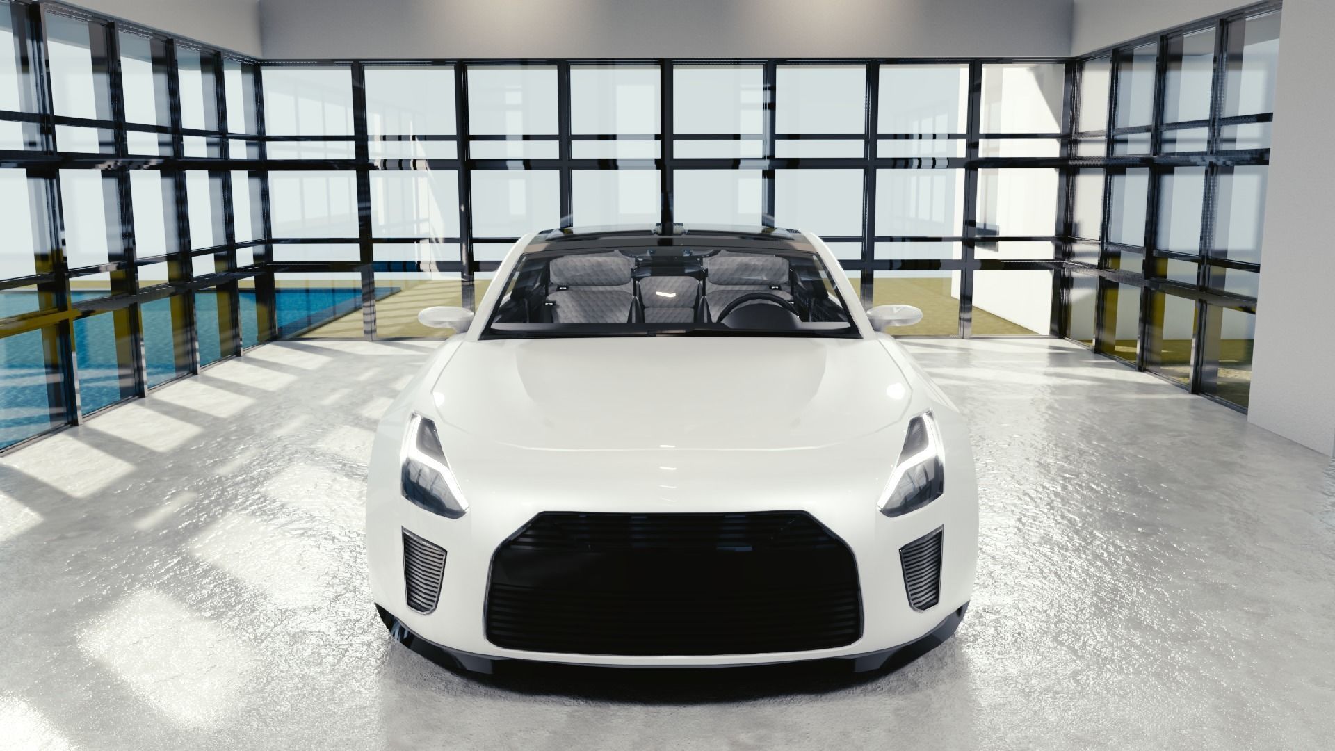 BLENDER EEVEE Brandless Small 2 door sedan Low-poly 3D model_4