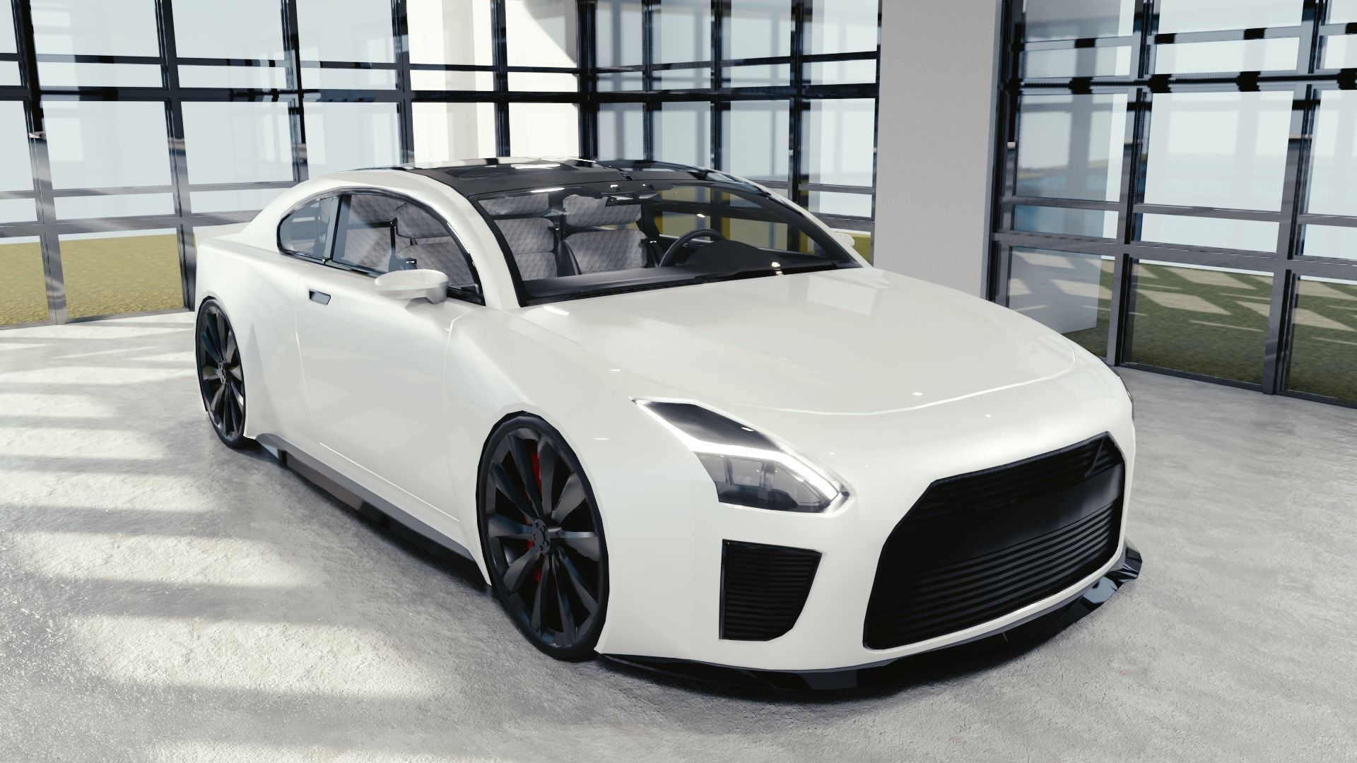 BLENDER EEVEE Brandless Small 2 door sedan Low-poly 3D model_2