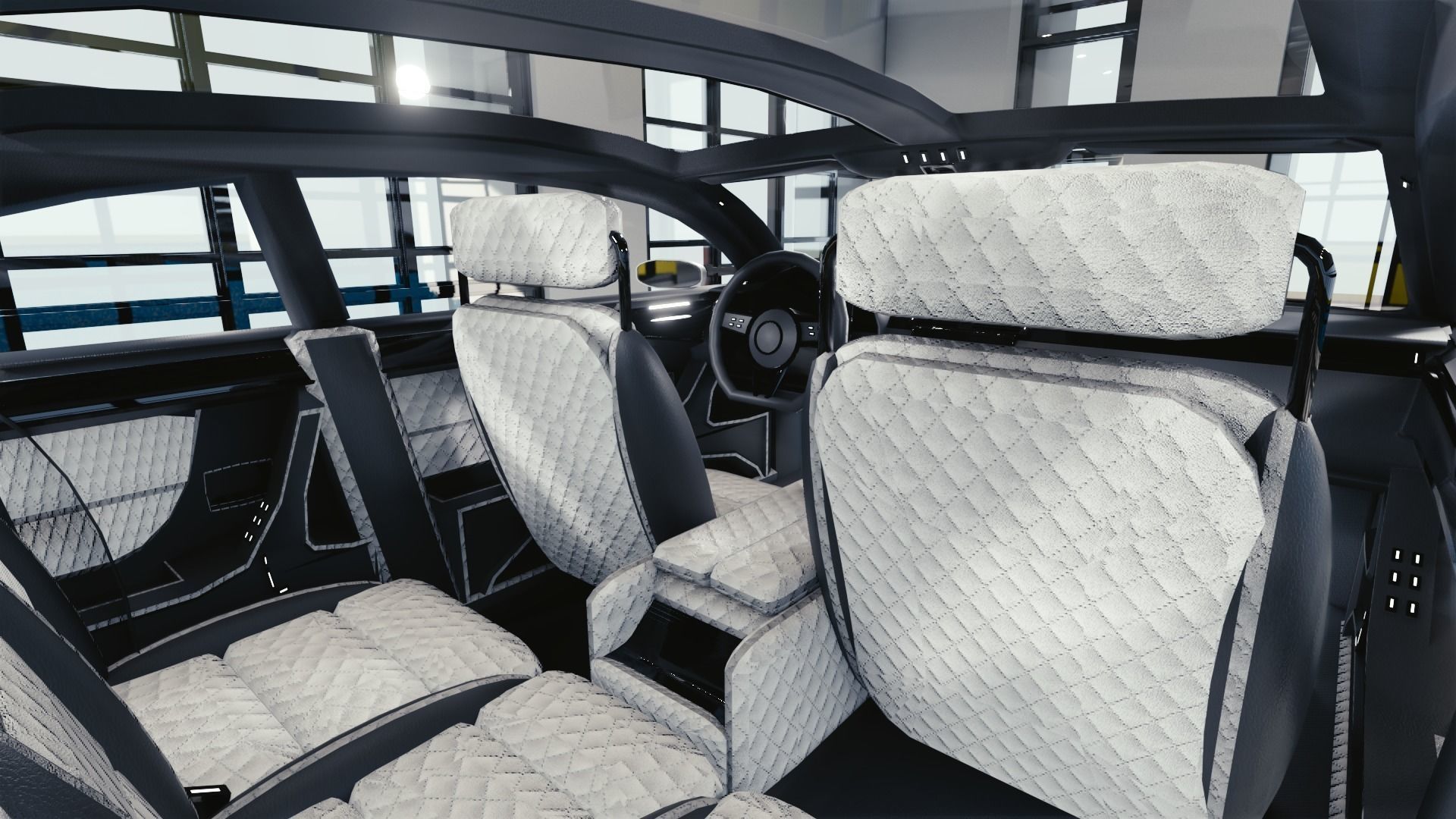 BLENDER EEVEE Brandless Small 2 door sedan Low-poly 3D model_8