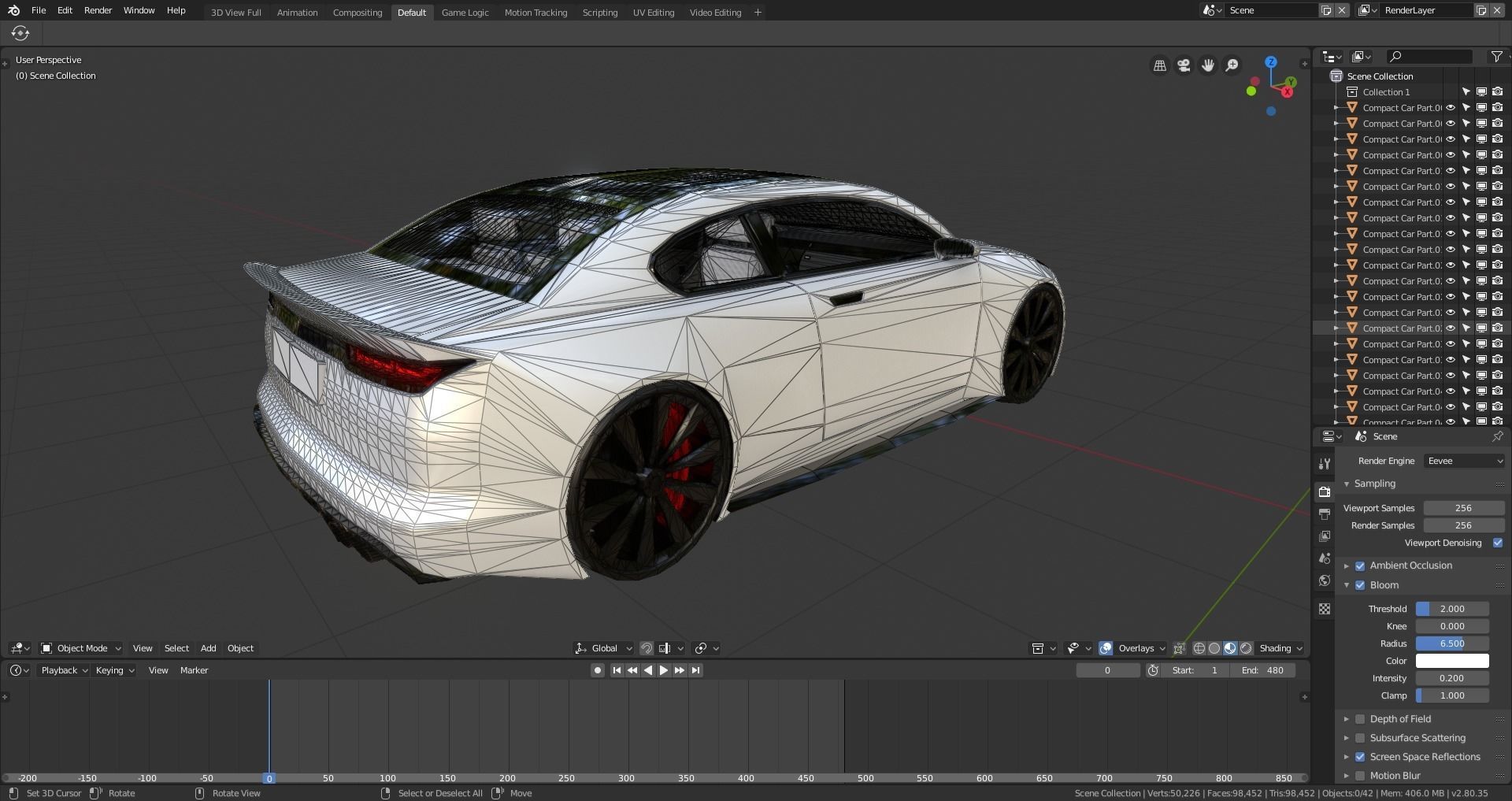 BLENDER EEVEE Brandless Small 2 door sedan Low-poly 3D model_13
