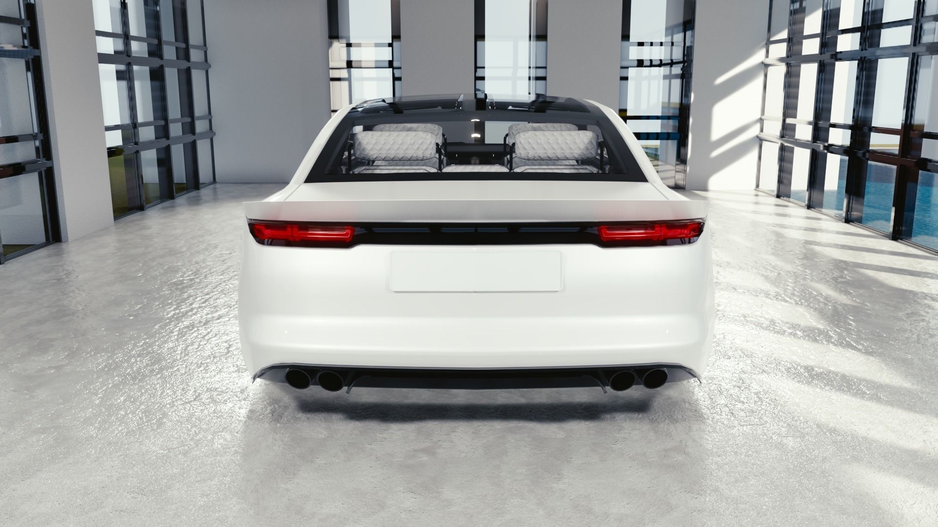 BLENDER EEVEE Brandless Small 2 door sedan Low-poly 3D model_5