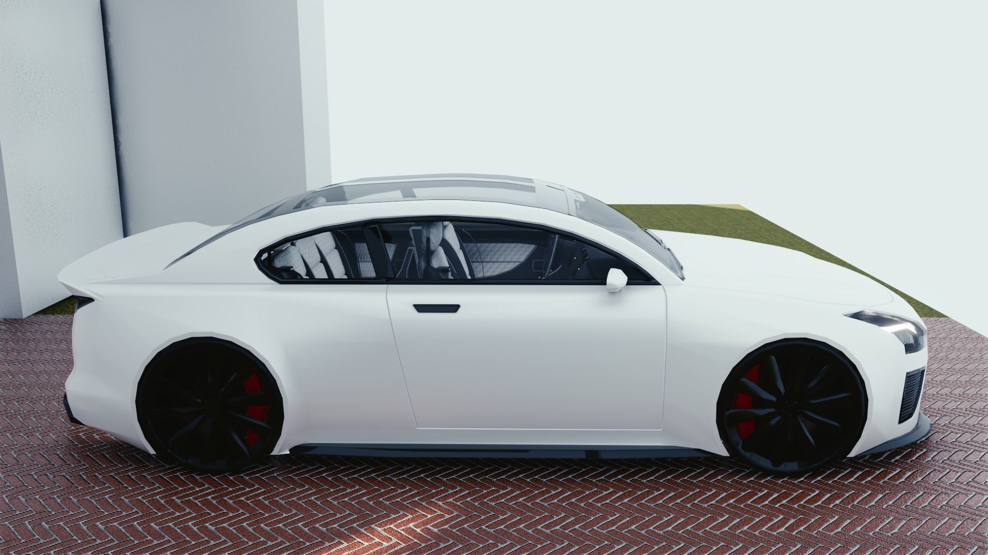 BLENDER EEVEE Brandless Small 2 door sedan Low-poly 3D model_1