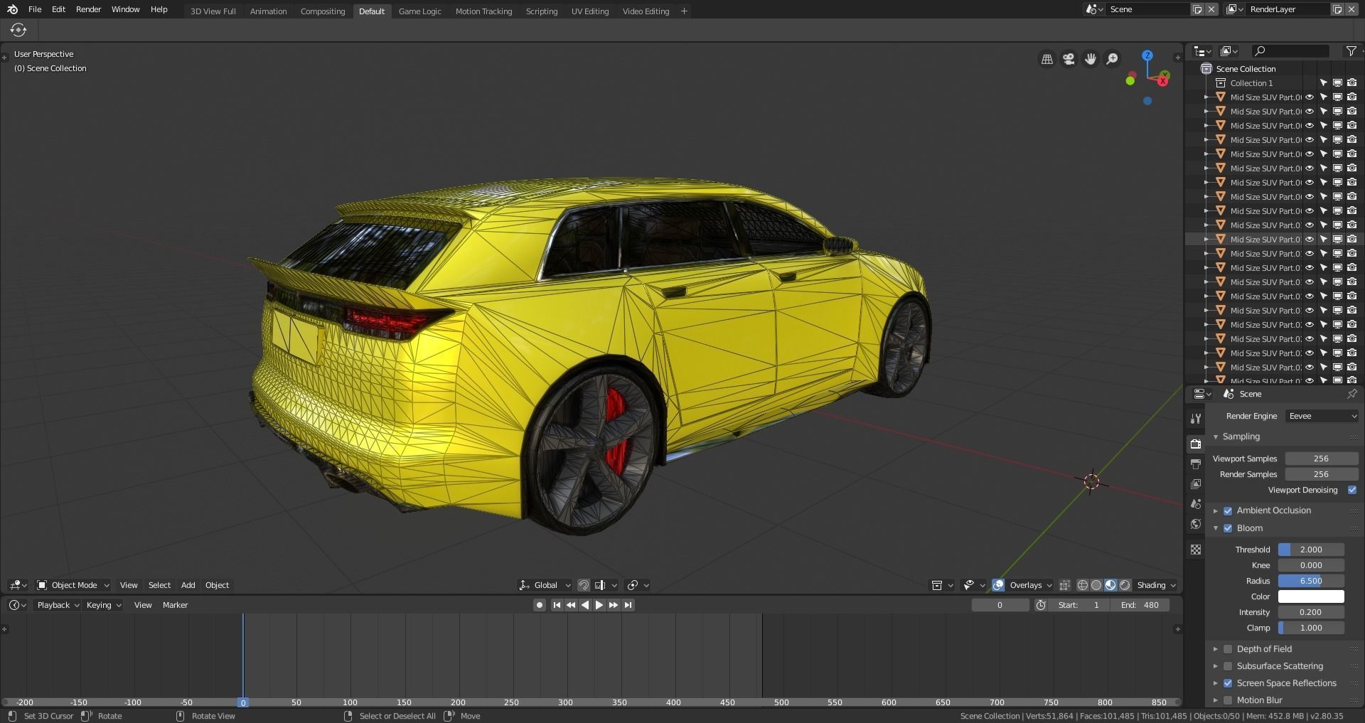 BLENDER EEVEE Brandless Mid Size 4 door SUV Low-poly 3D model_12
