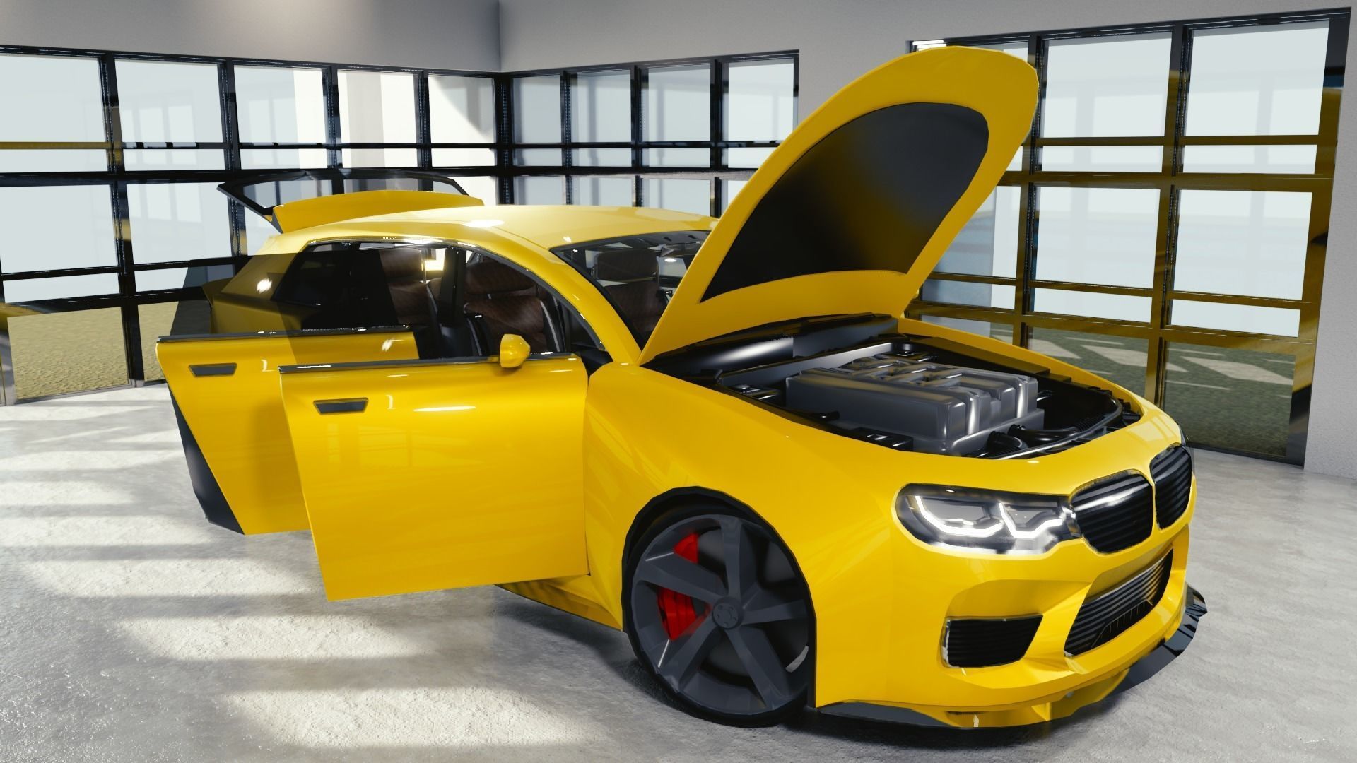 BLENDER EEVEE Brandless Mid Size 4 door SUV Low-poly 3D model_10