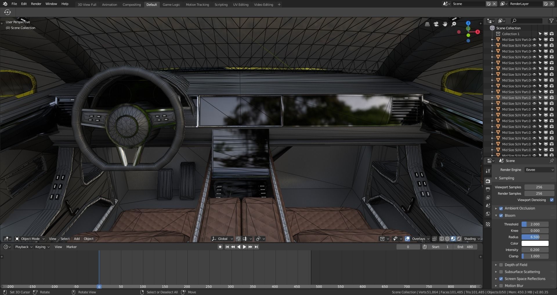 BLENDER EEVEE Brandless Mid Size 4 door SUV Low-poly 3D model_14