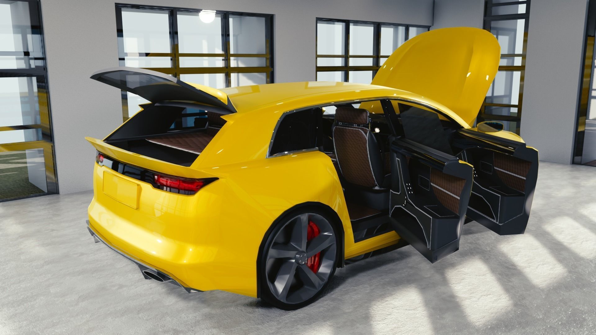 BLENDER EEVEE Brandless Mid Size 4 door SUV Low-poly 3D model_11