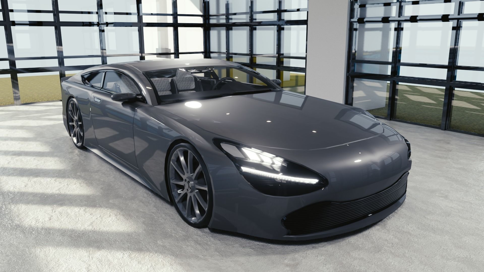 BLENDER EEVEE Brandless Sports GT coupe Low-poly 3D model_2