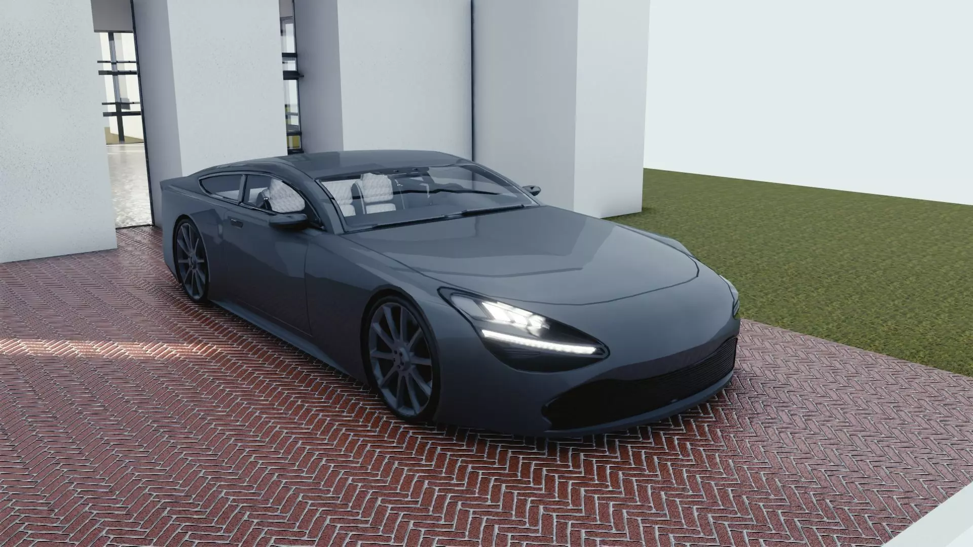 BLENDER EEVEE Brandless Sports GT coupe Low-poly 3D model_0