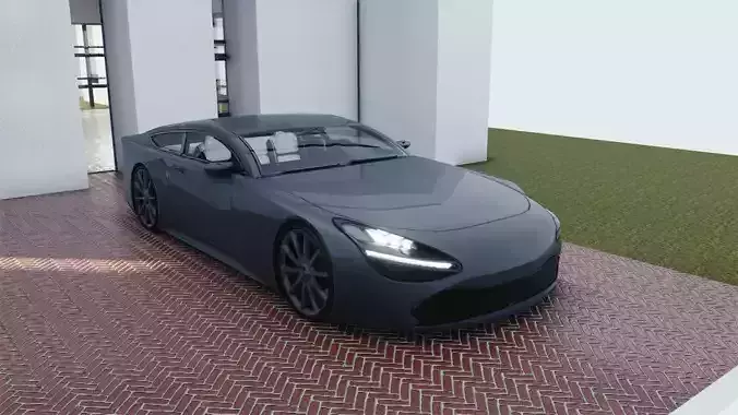 BLENDER EEVEE Brandless Sports GT coupe Low-poly 3D model