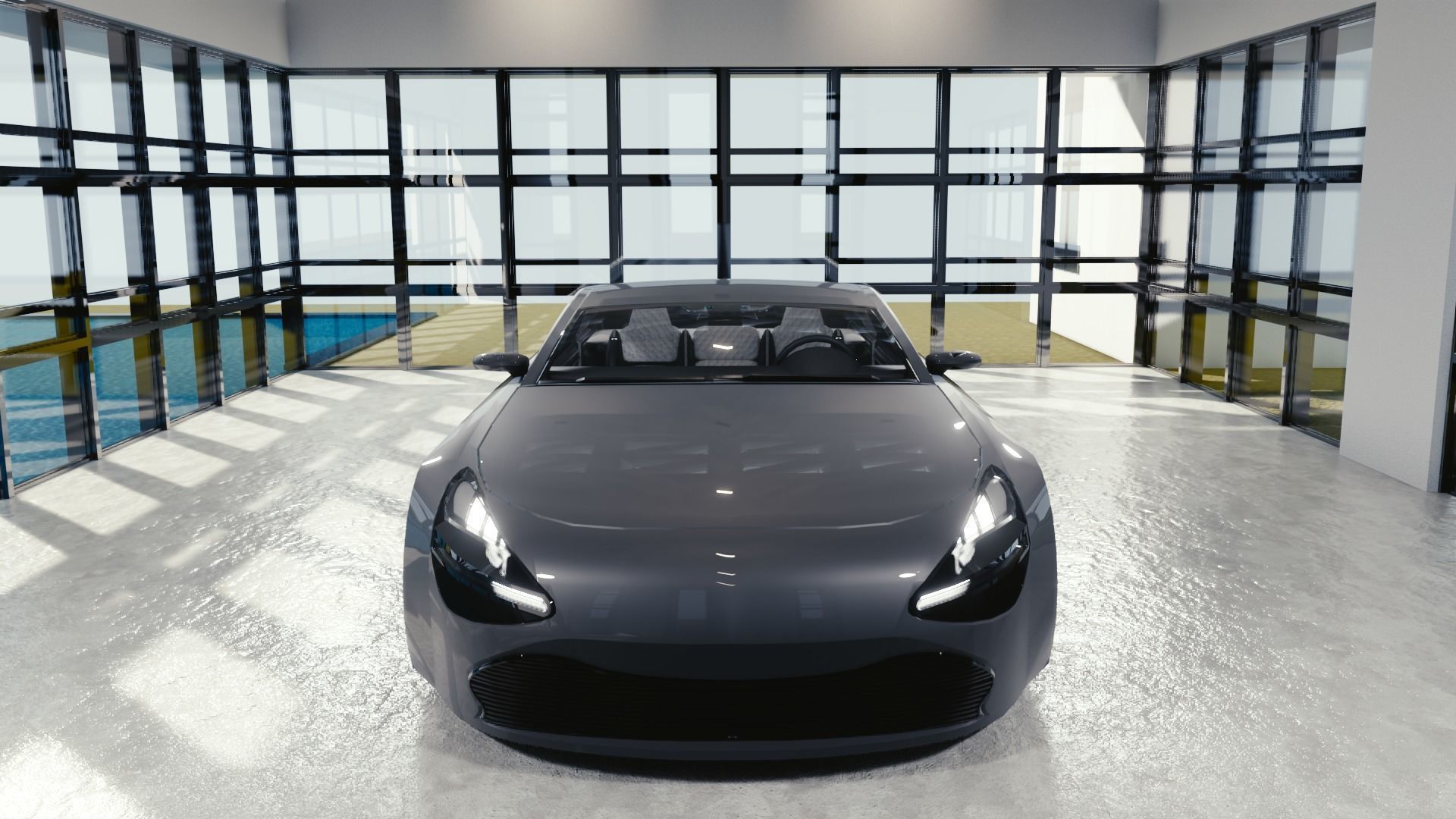 BLENDER EEVEE Brandless Sports GT coupe Low-poly 3D model_4
