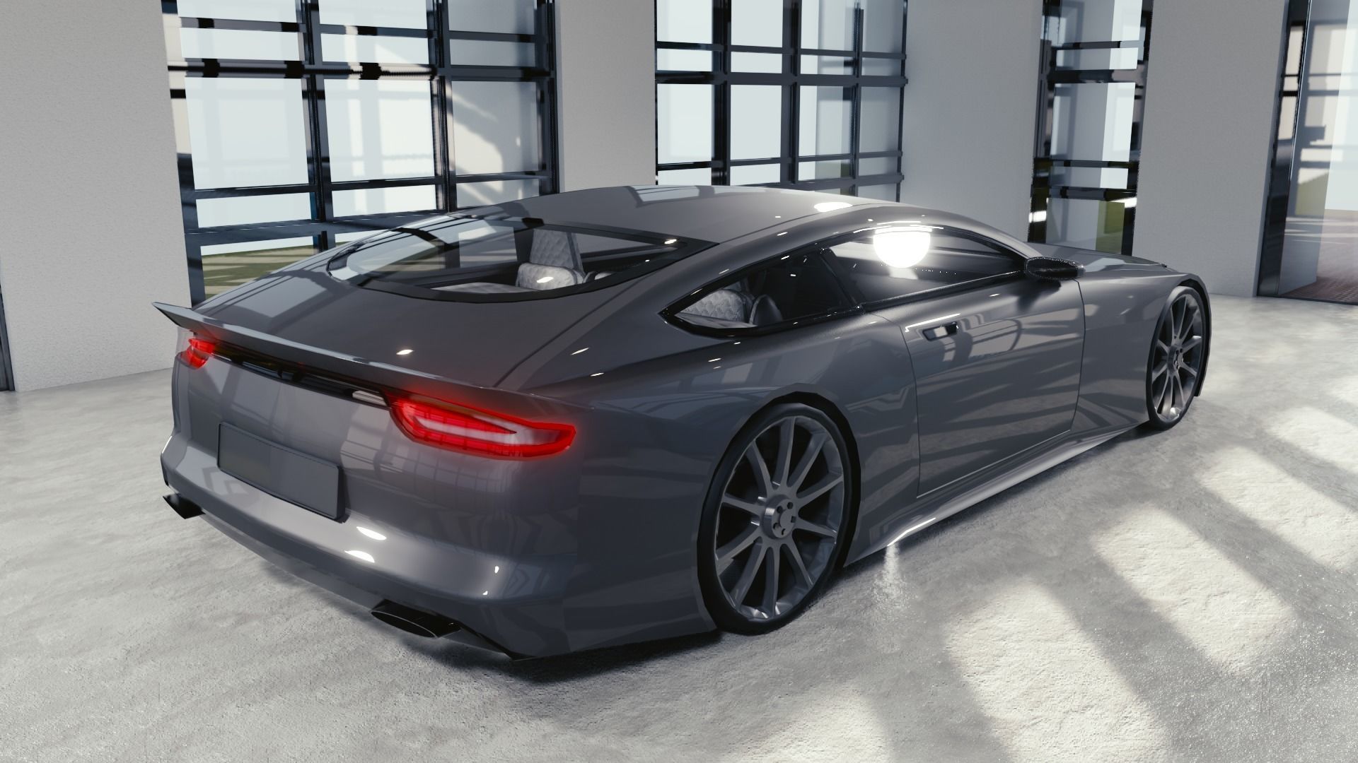 BLENDER EEVEE Brandless Sports GT coupe Low-poly 3D model_3