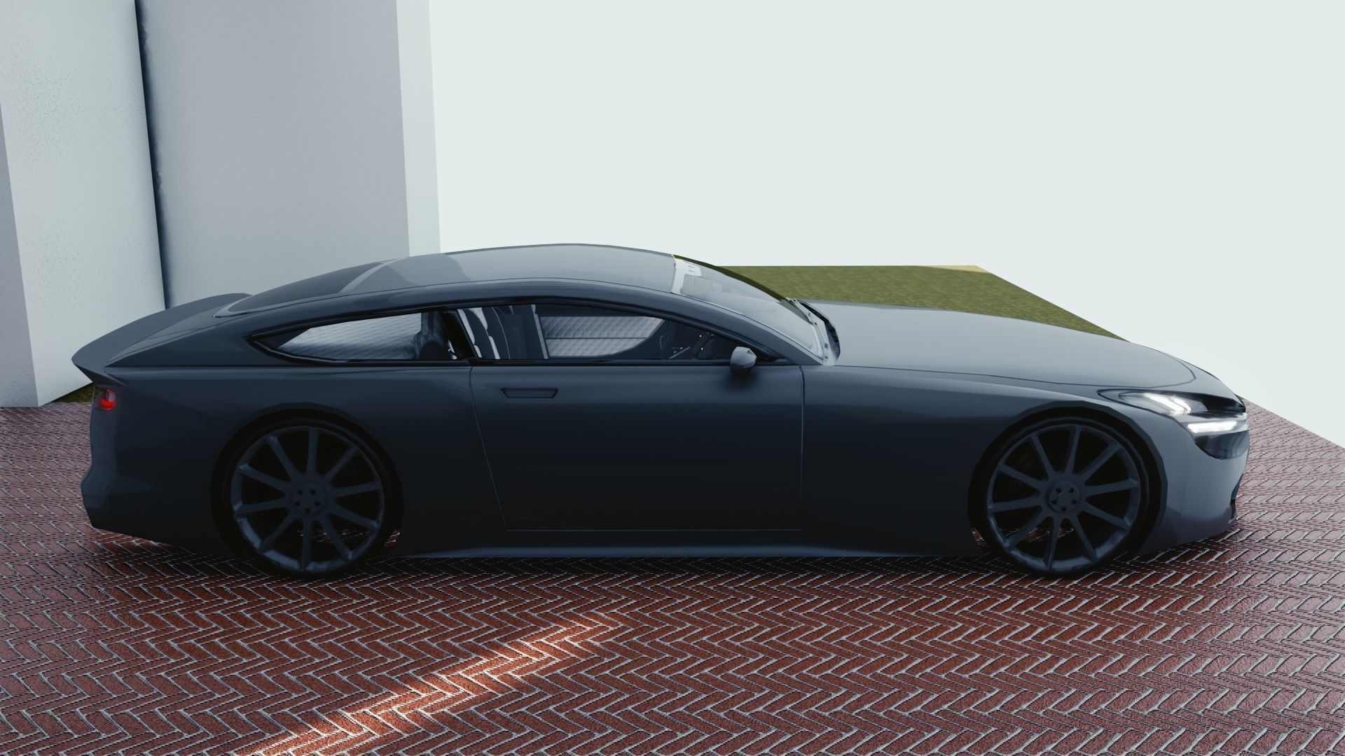 BLENDER EEVEE Brandless Sports GT coupe Low-poly 3D model_1
