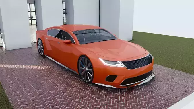 BLENDER EEVEE Brandless Extended Wheelbase 4 door sedan Low-poly 3D model