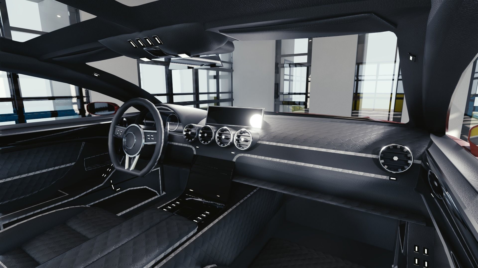 BLENDER EEVEE Brandless Mid Size 4 door wagon Low-poly 3D model_6