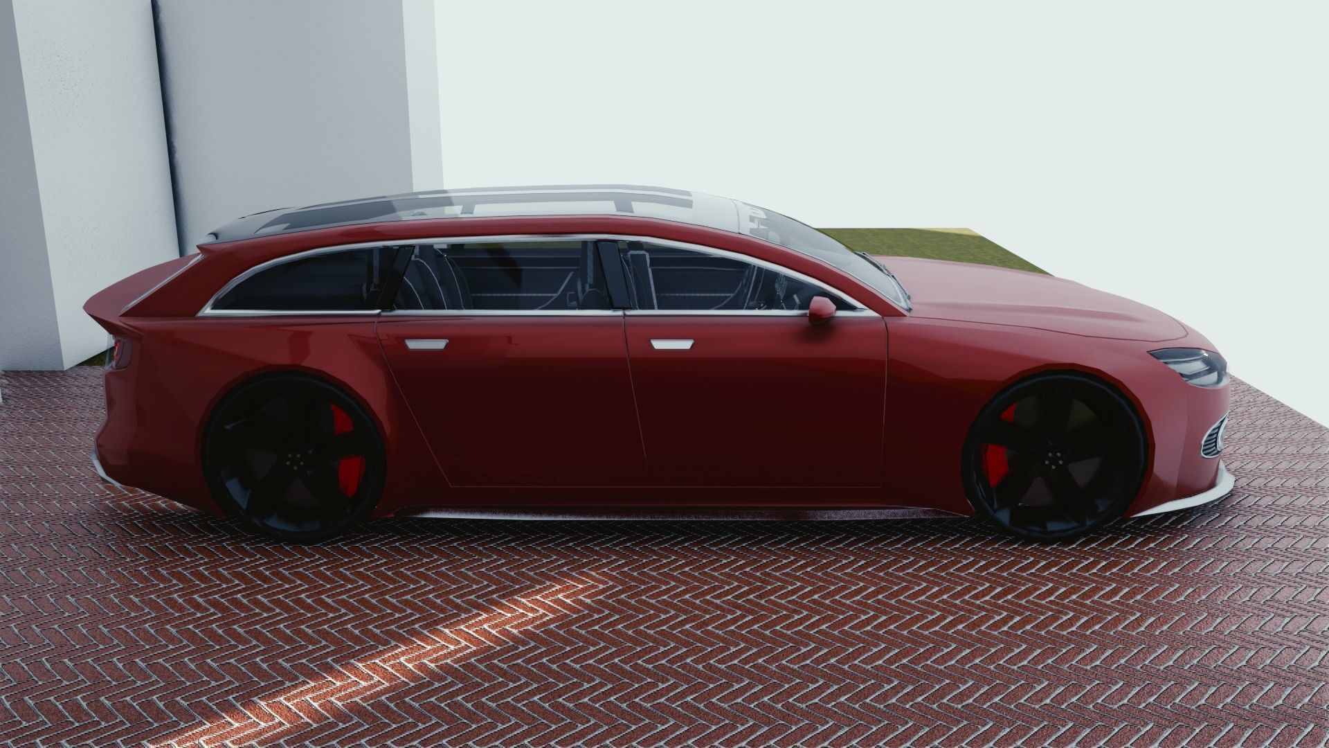 BLENDER EEVEE Brandless Mid Size 4 door wagon Low-poly 3D model_1