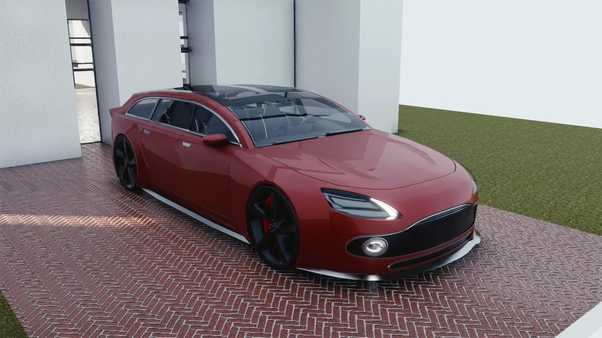 BLENDER EEVEE Brandless Mid Size 4 door wagon Low-poly 3D model_0