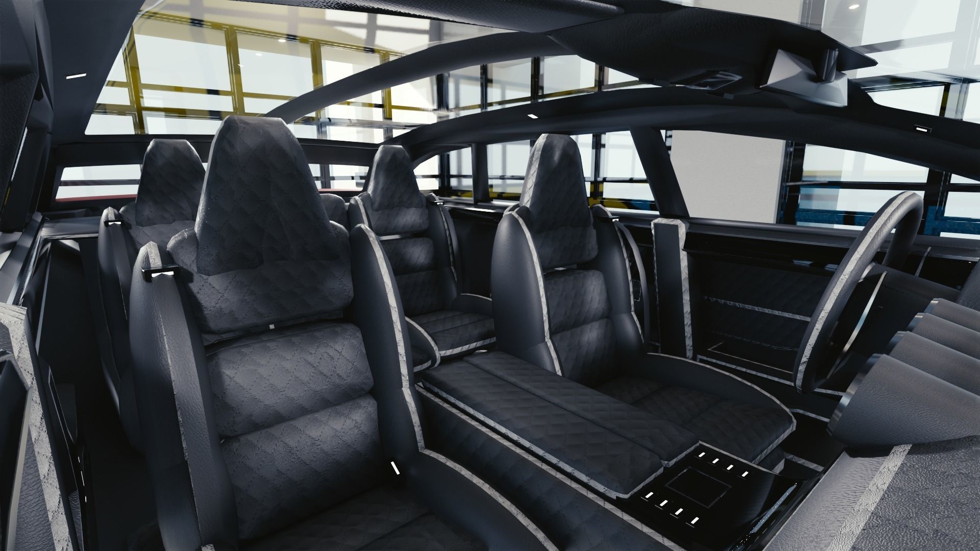 BLENDER EEVEE Brandless Mid Size 4 door wagon Low-poly 3D model_7