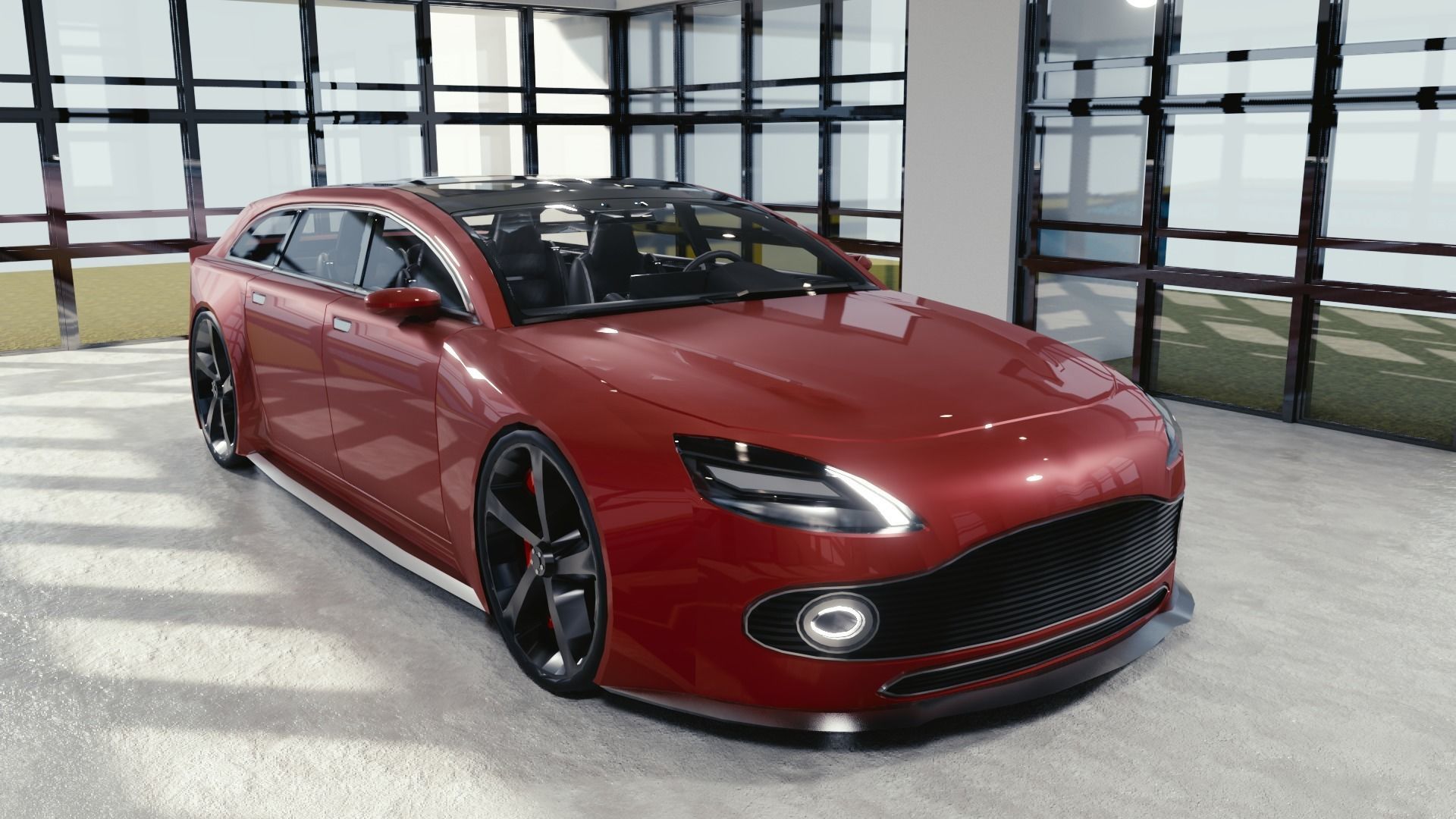 BLENDER EEVEE Brandless Mid Size 4 door wagon Low-poly 3D model_3