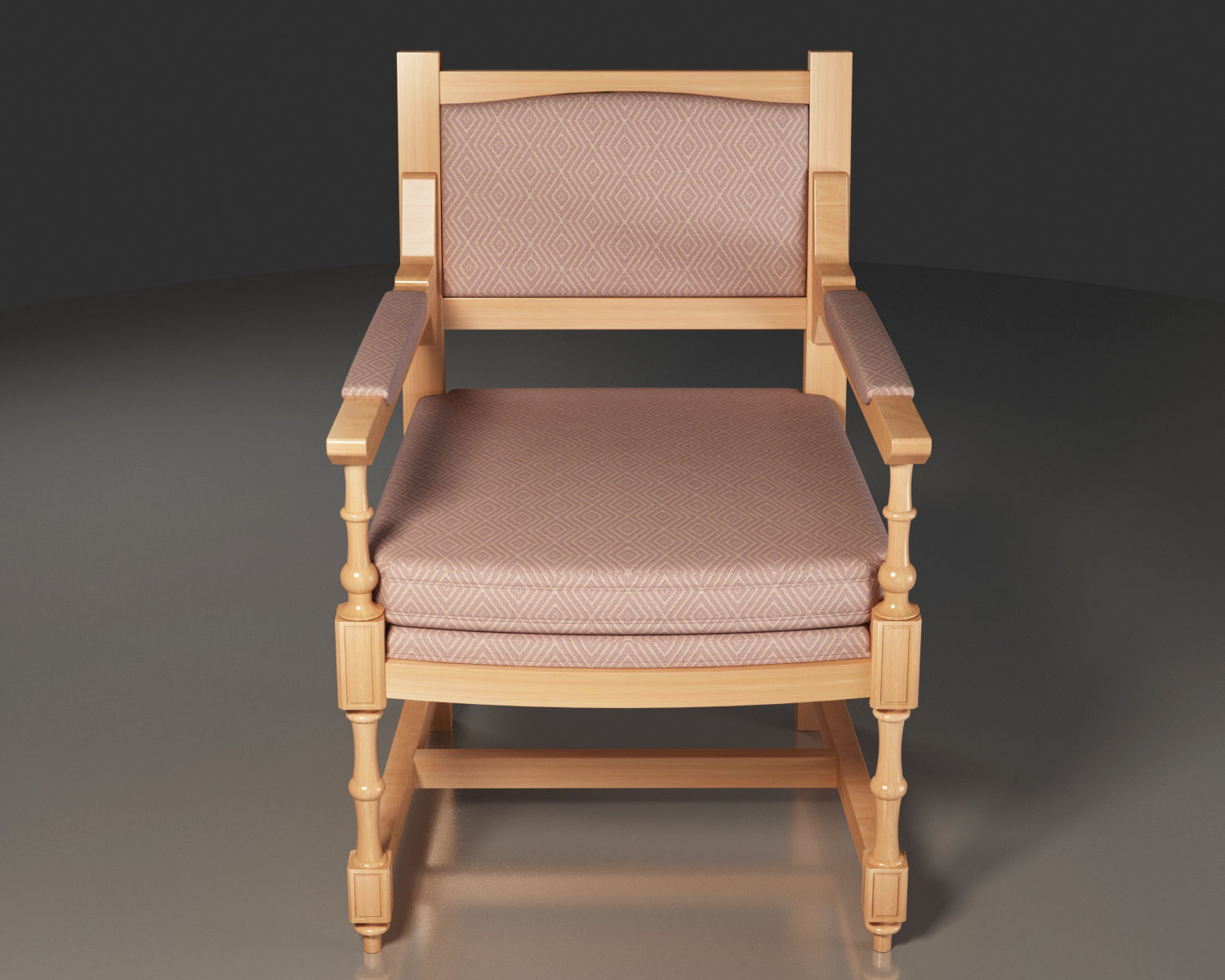 Hornbeam wooden Medieval Chair 3D model_7