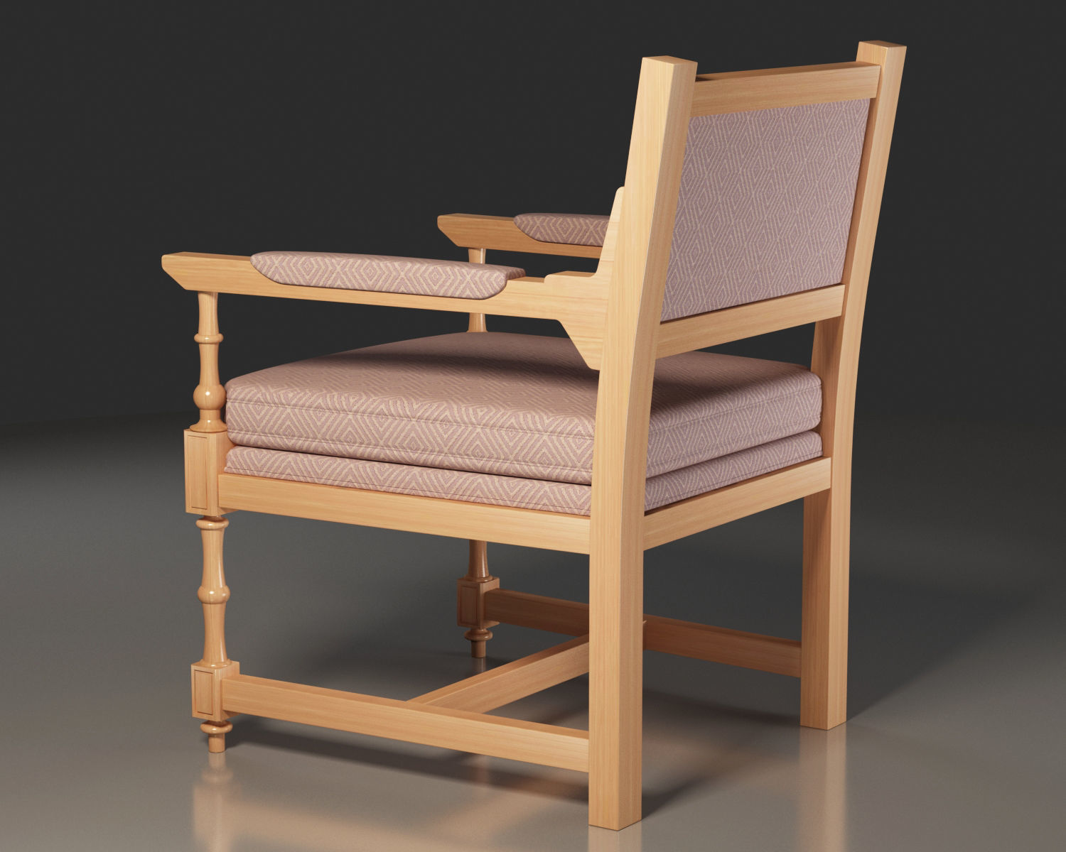 Hornbeam wooden Medieval Chair 3D model_6