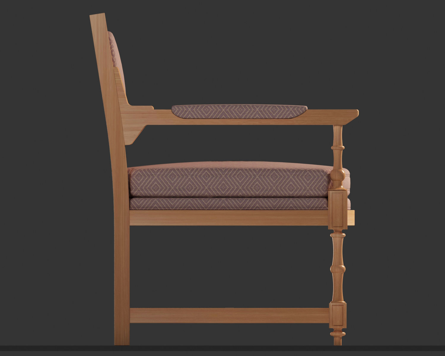 Hornbeam wooden Medieval Chair 3D model_10
